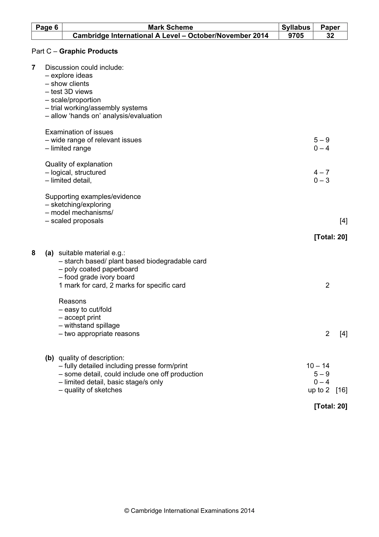 Mark scheme, page 6 of 9