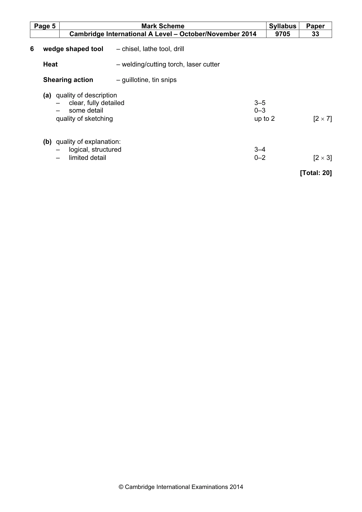 Mark scheme, page 5 of 9