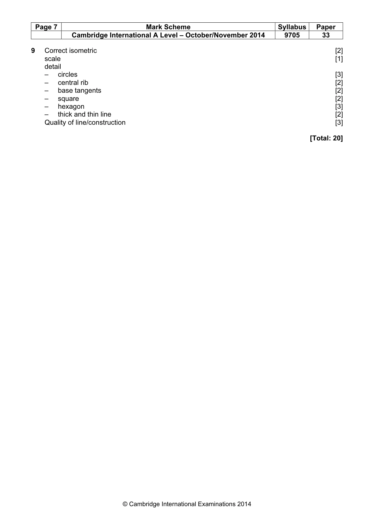 Mark scheme, page 7 of 9