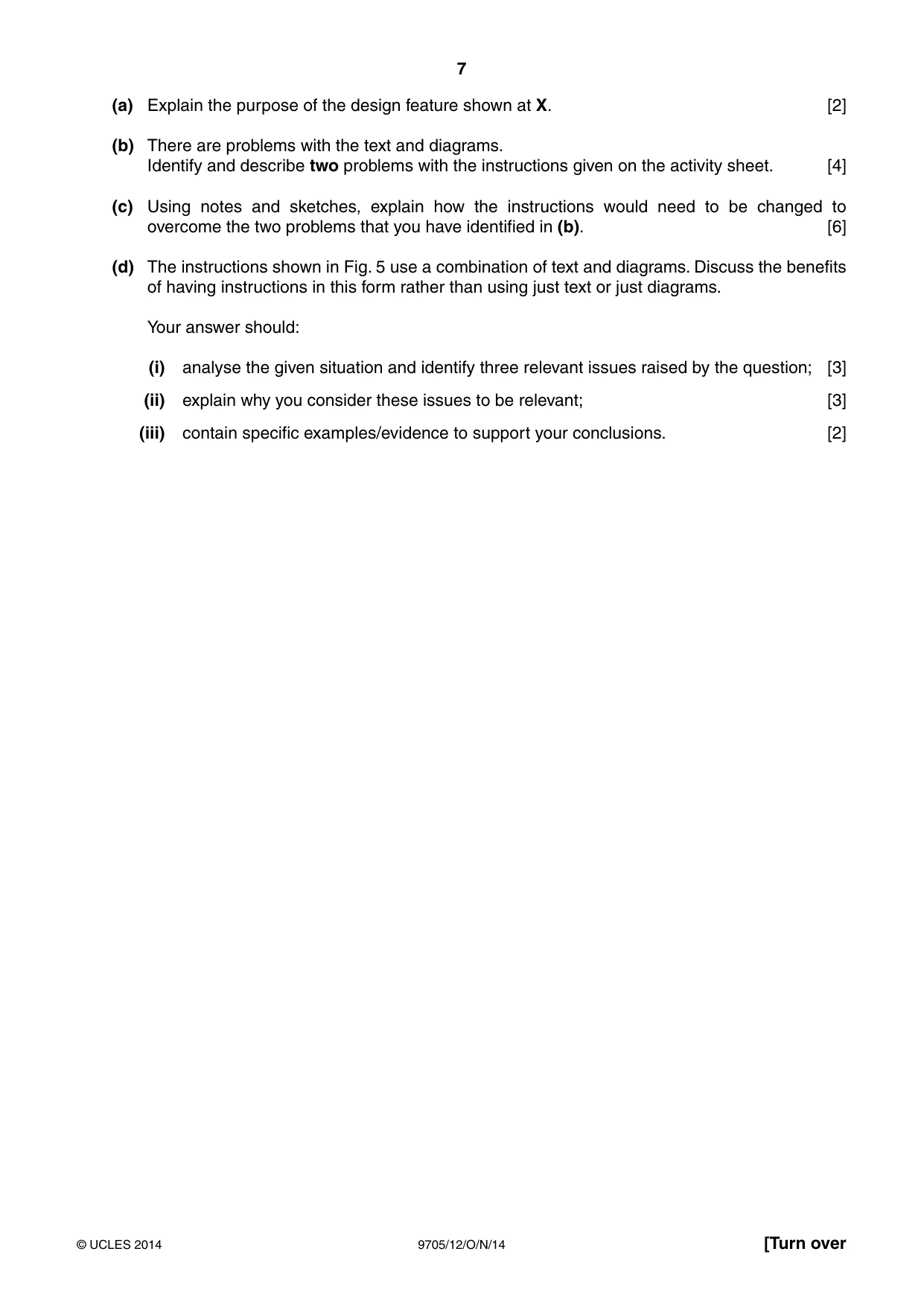 Cambridge A Level Design and Technology 9705 2014 Oct/Nov Paper 1 · Variant 2 question paper, page 7 of 12