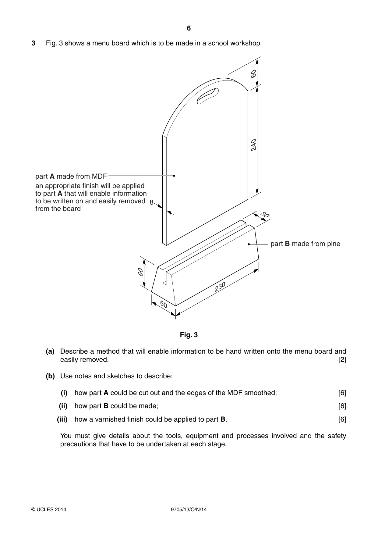Cambridge A Level Design and Technology 9705 2014 Oct/Nov Paper 1 · Variant 3 question paper, page 6 of 16