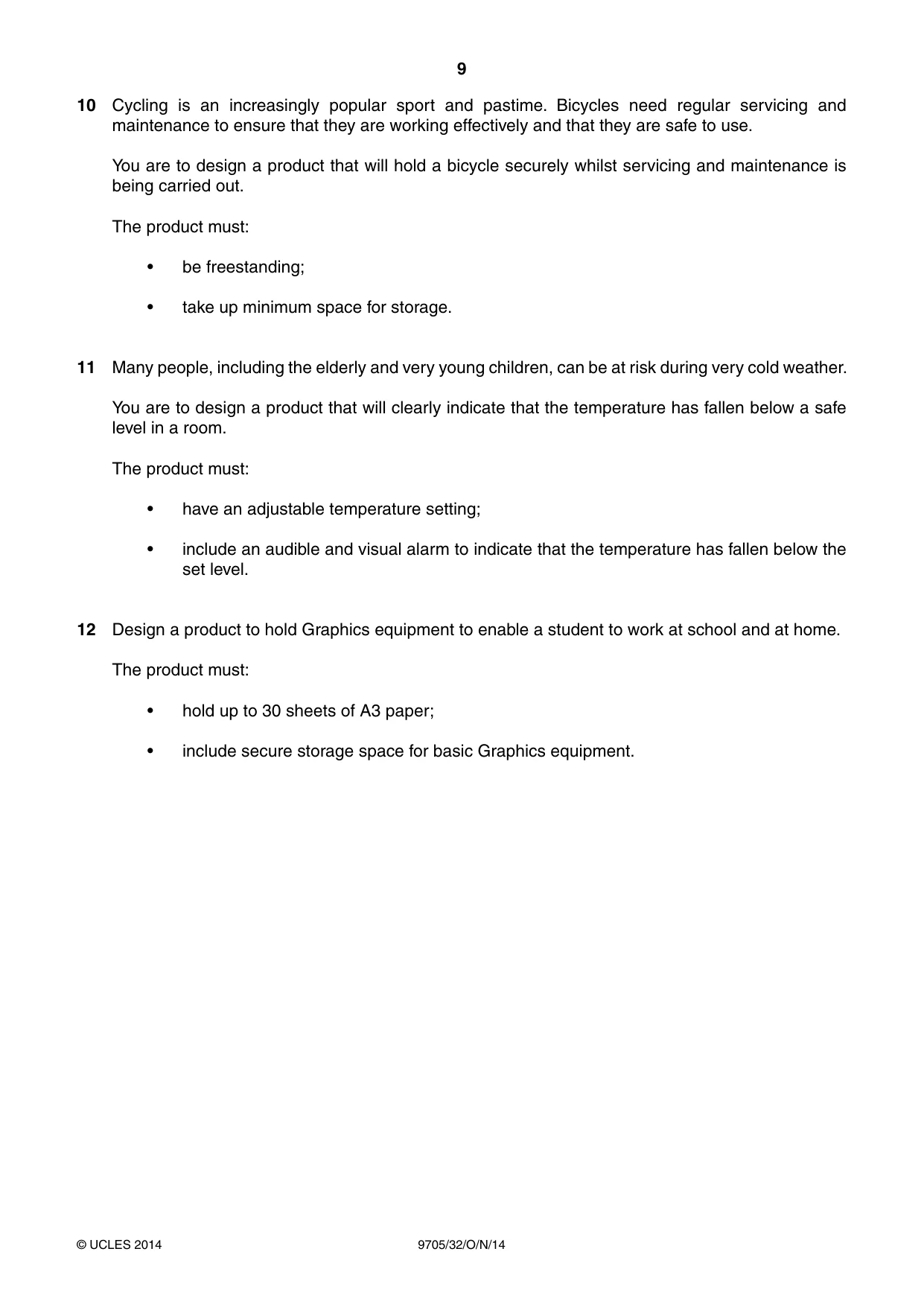 Cambridge A Level Design and Technology 9705 2014 Oct/Nov Paper 3 · Variant 2 question paper, page 9 of 12