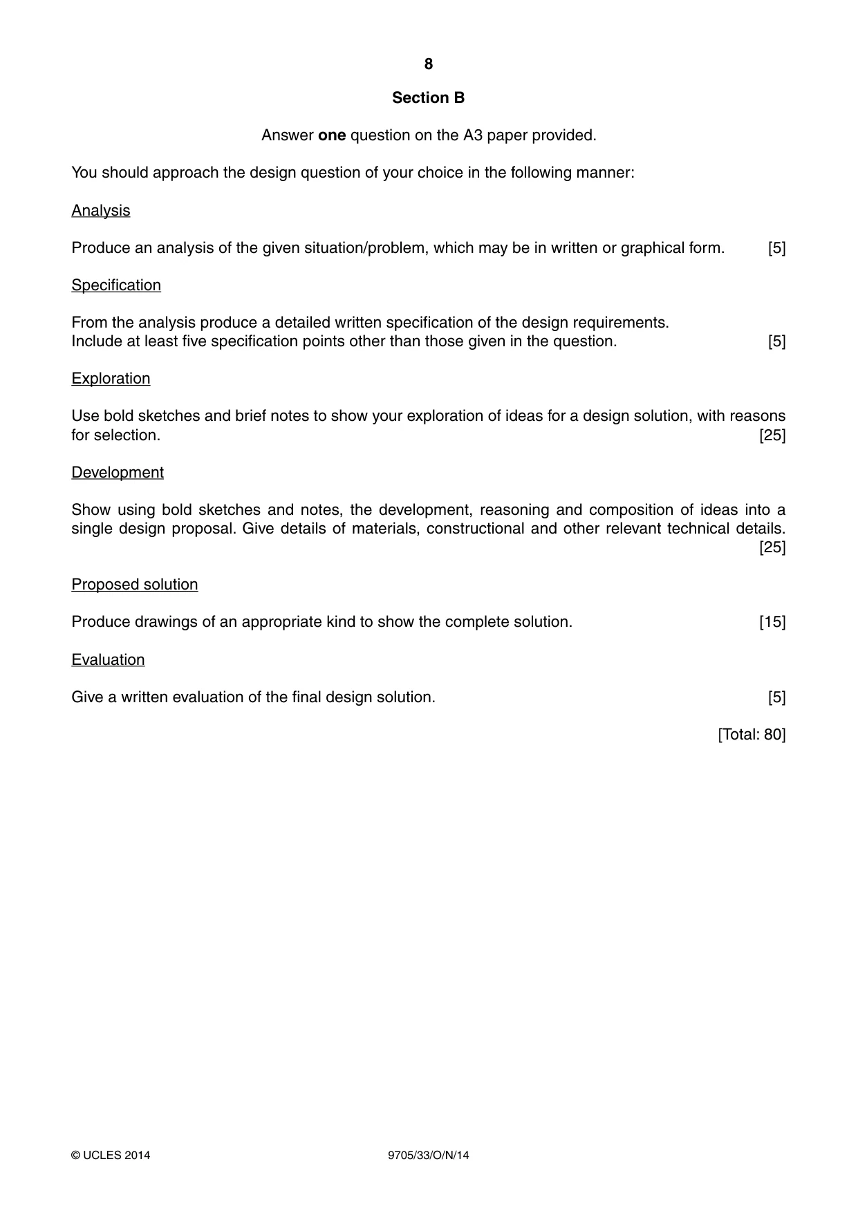 Cambridge A Level Design and Technology 9705 2014 Oct/Nov Paper 3 · Variant 3 question paper, page 8 of 12