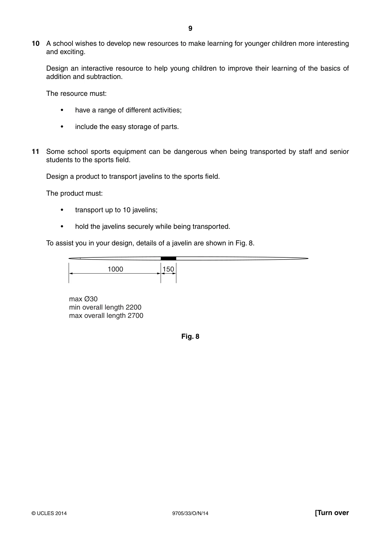 Cambridge A Level Design and Technology 9705 2014 Oct/Nov Paper 3 · Variant 3 question paper, page 9 of 12