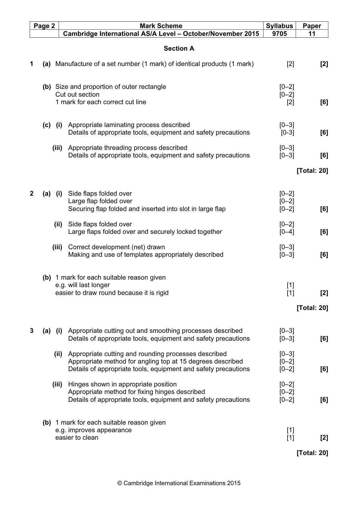 Mark scheme, page 2 of 5