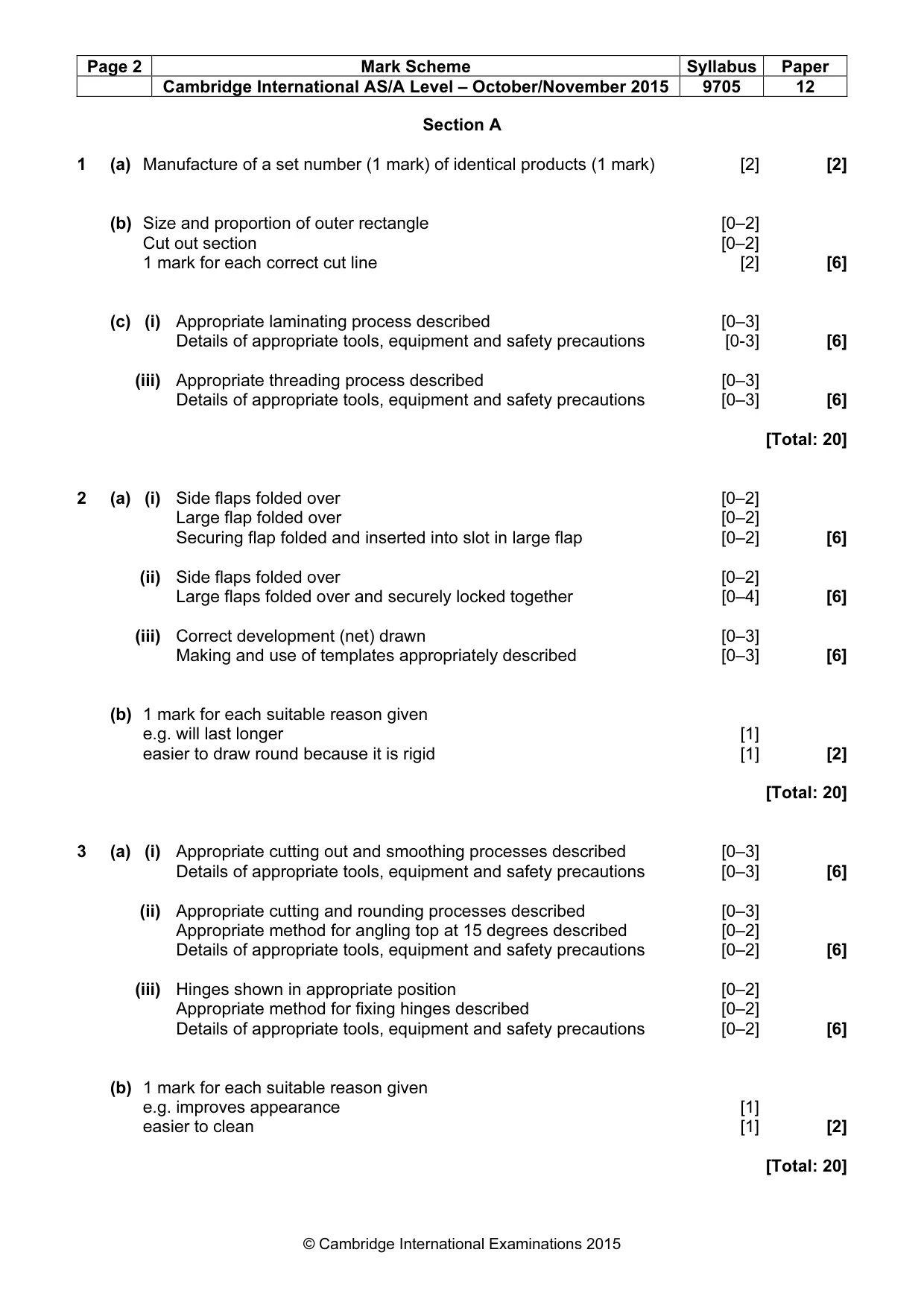 Mark scheme, page 2 of 5