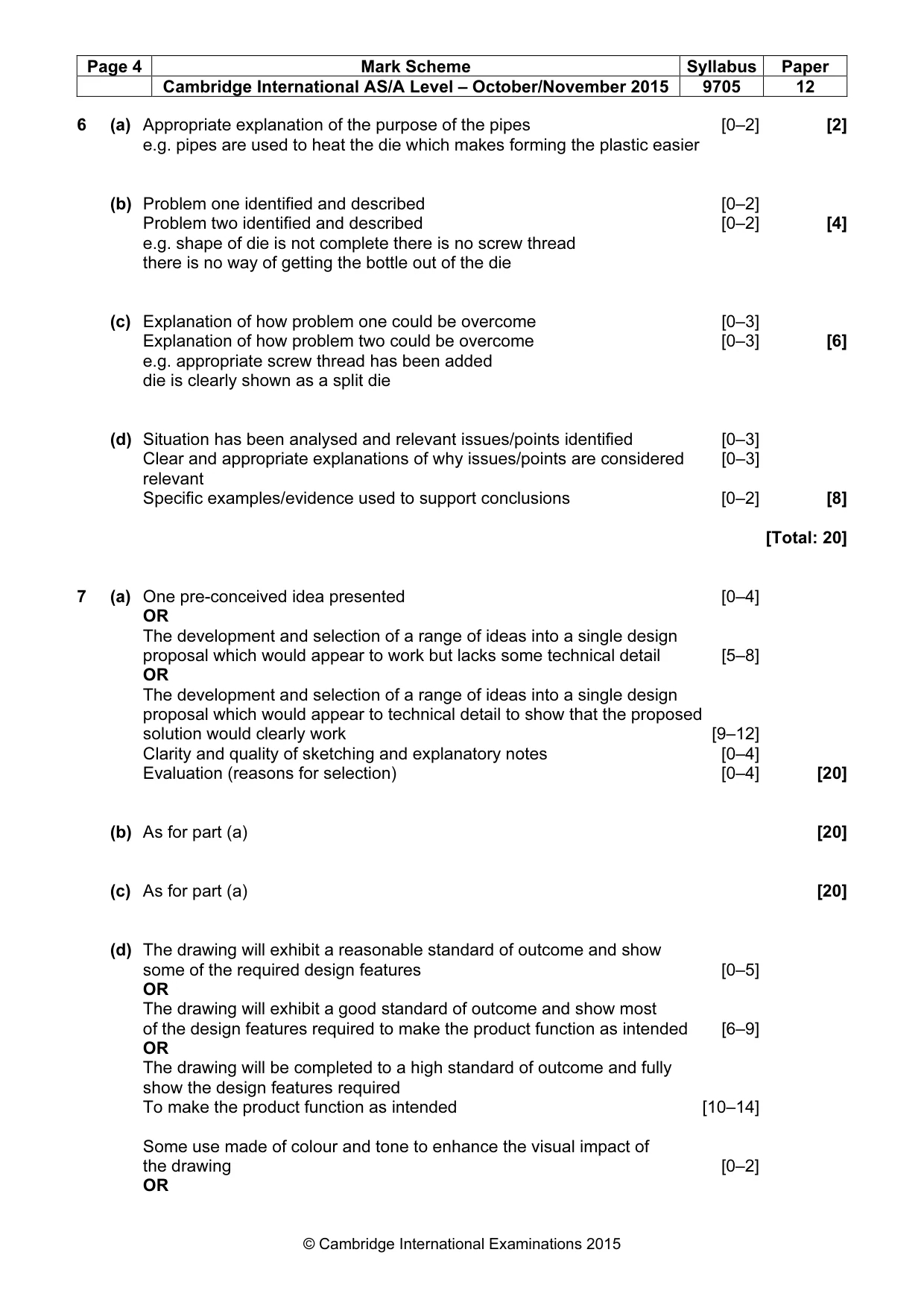 Mark scheme, page 4 of 5
