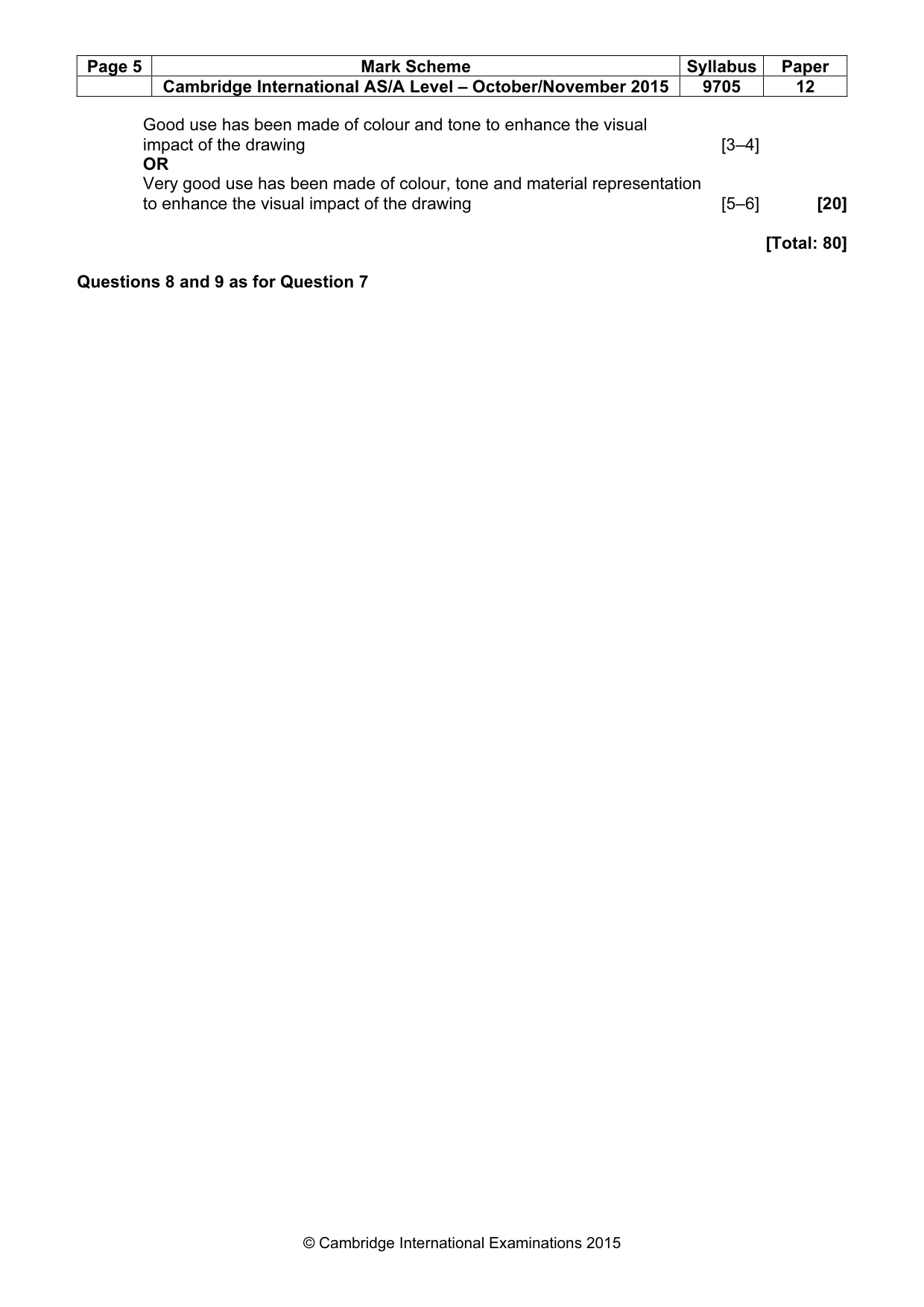 Mark scheme, page 5 of 5