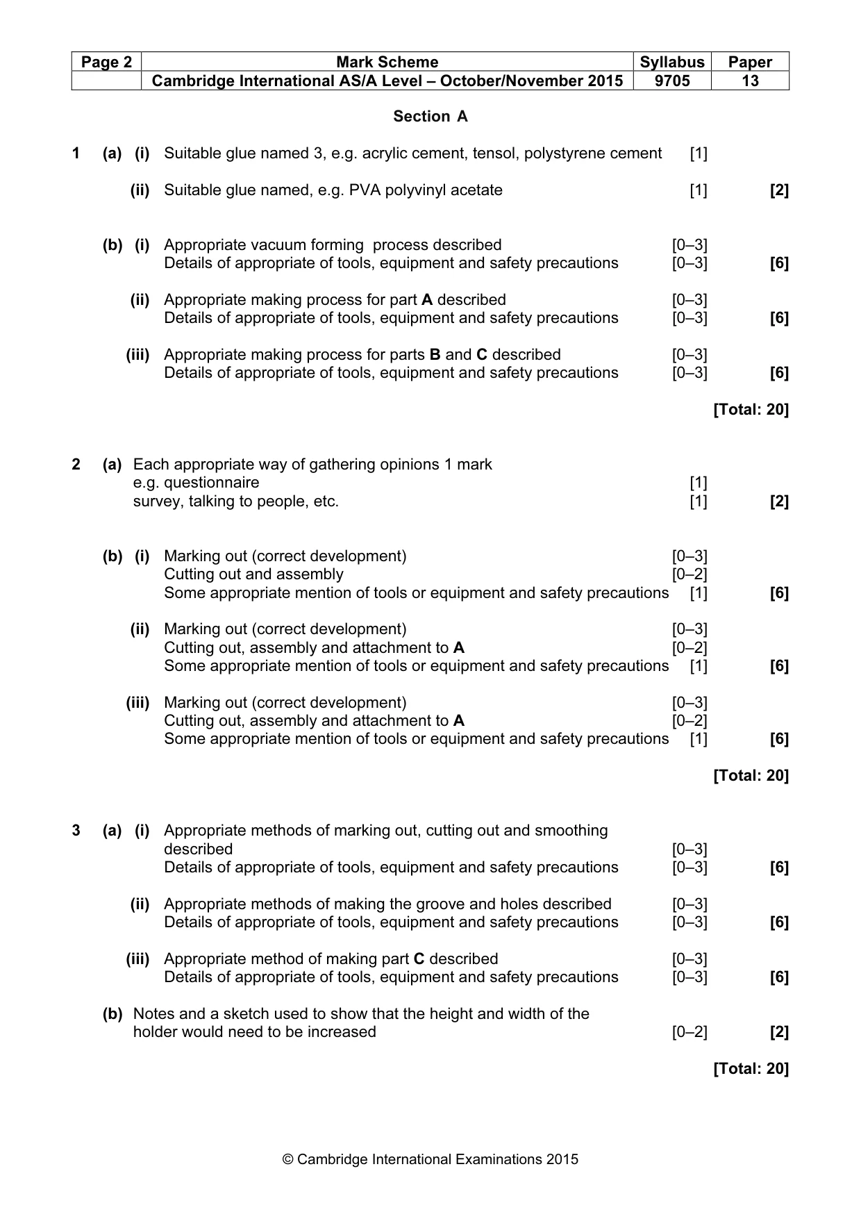 Mark scheme, page 2 of 5