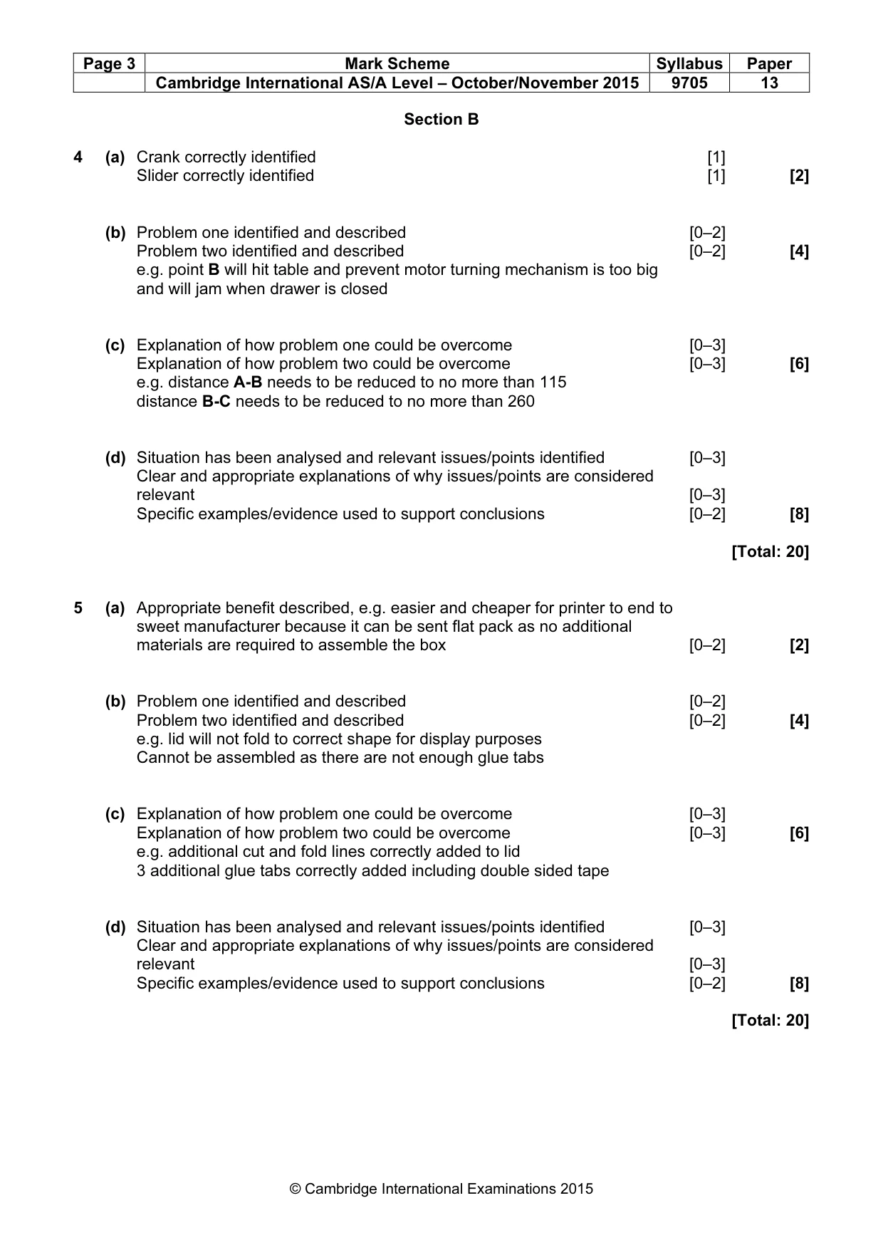 Mark scheme, page 3 of 5