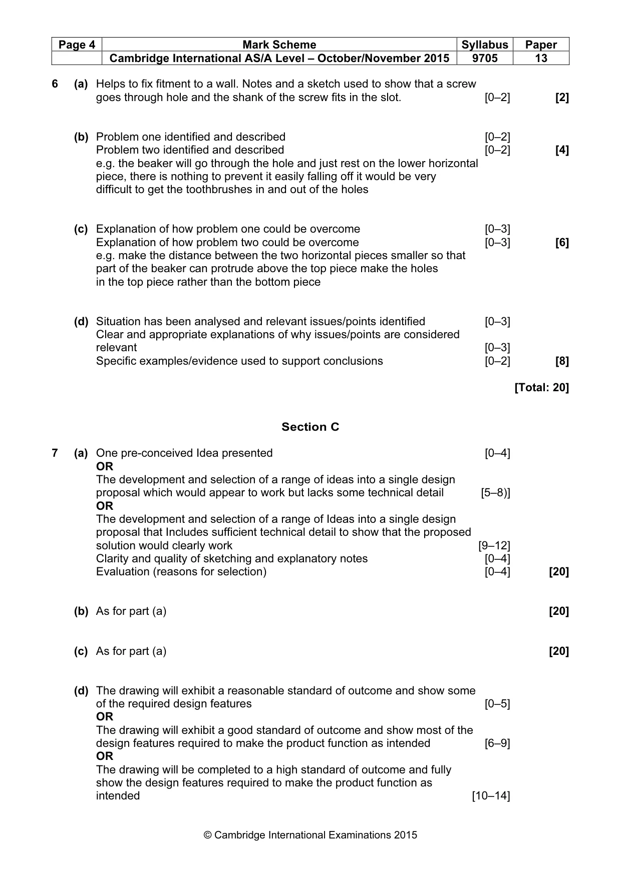 Mark scheme, page 4 of 5