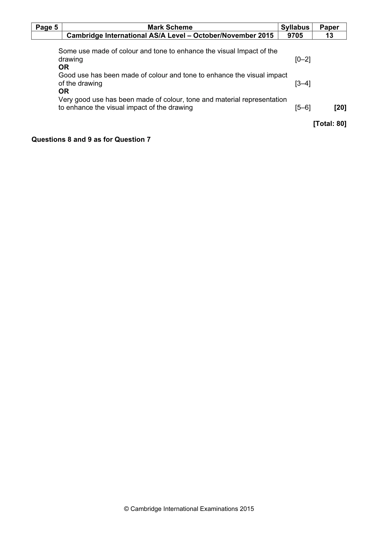 Mark scheme, page 5 of 5
