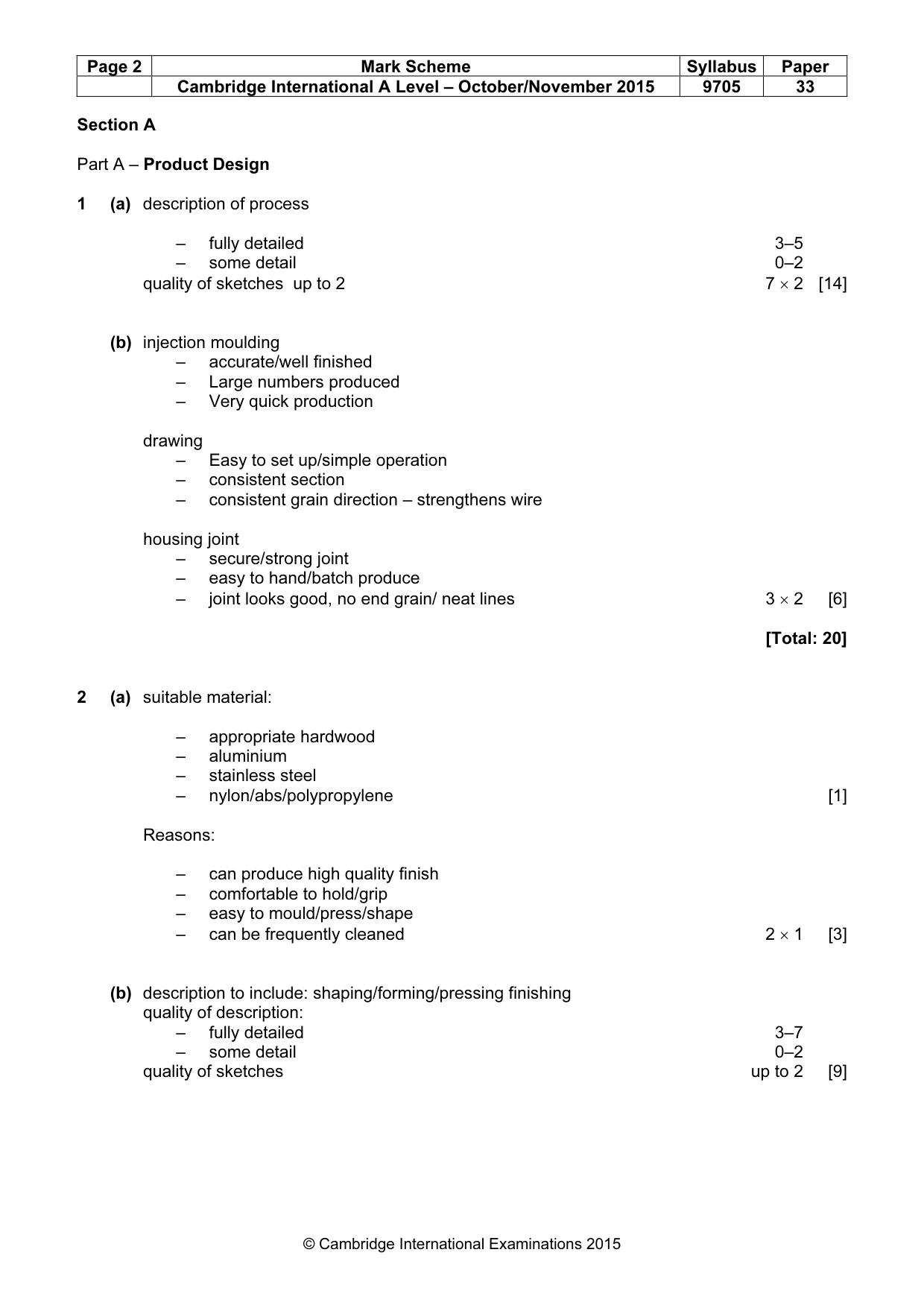 Mark scheme, page 2 of 9