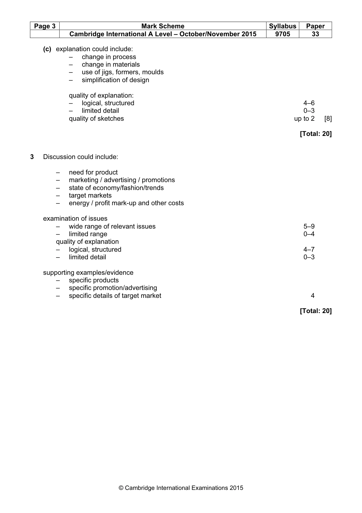 Mark scheme, page 3 of 9