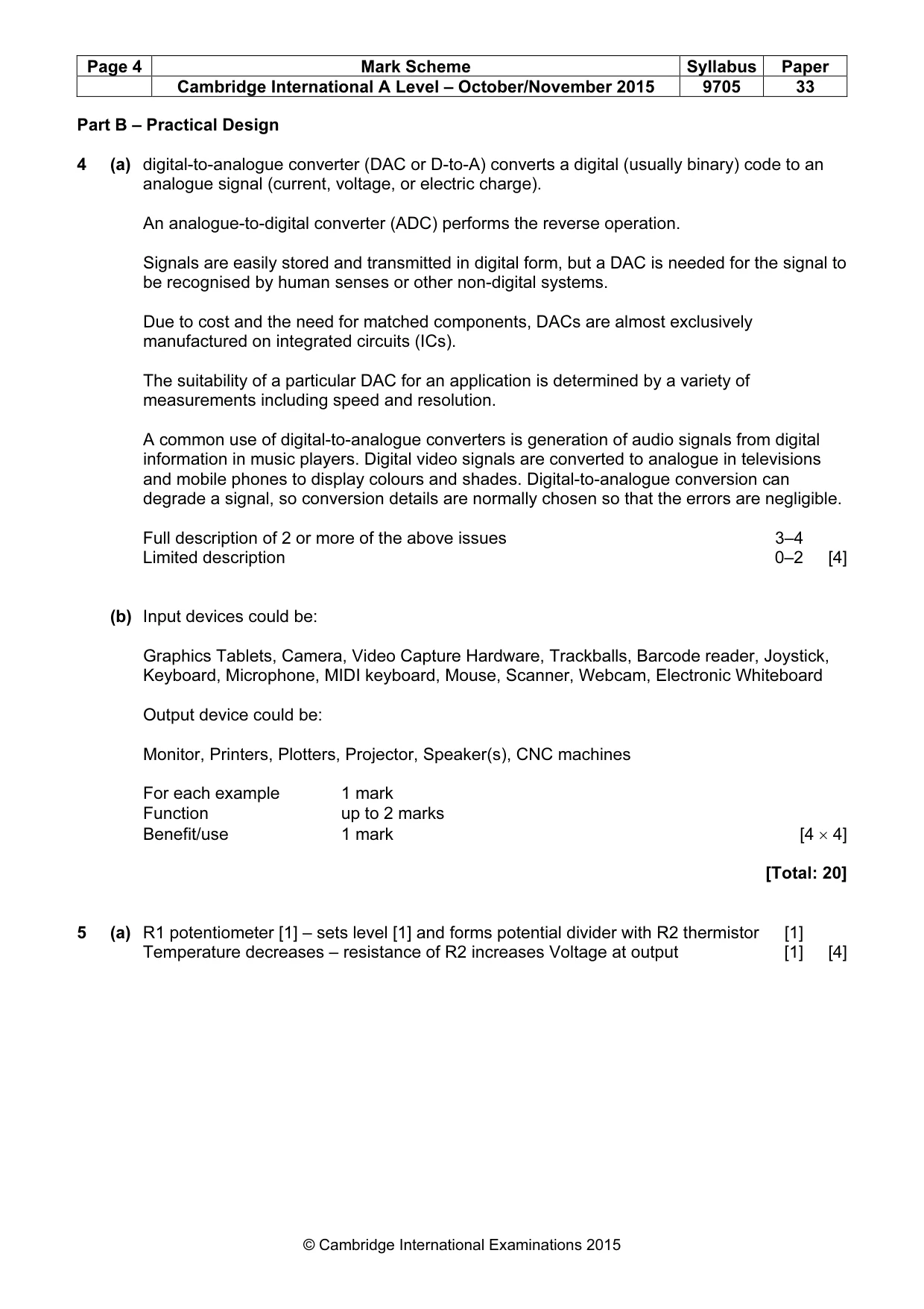 Mark scheme, page 4 of 9