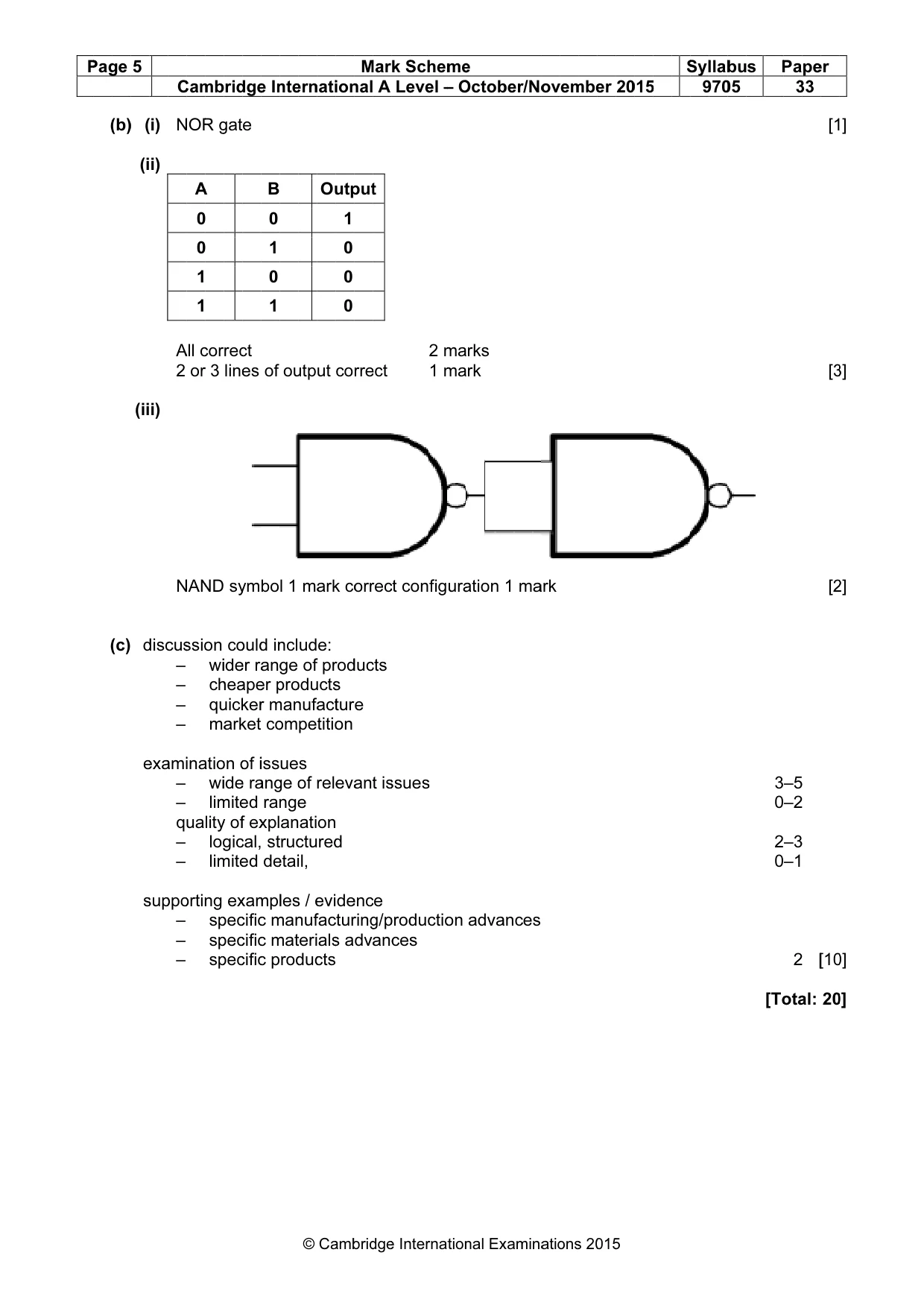 Mark scheme, page 5 of 9