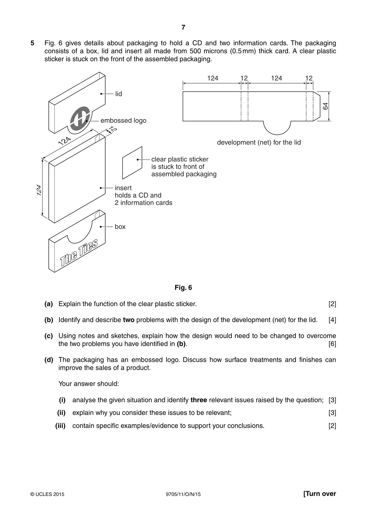 Cambridge A Level Design and Technology 9705 2015 Oct/Nov Paper 1 · Variant 1 question paper, page 7 of 12