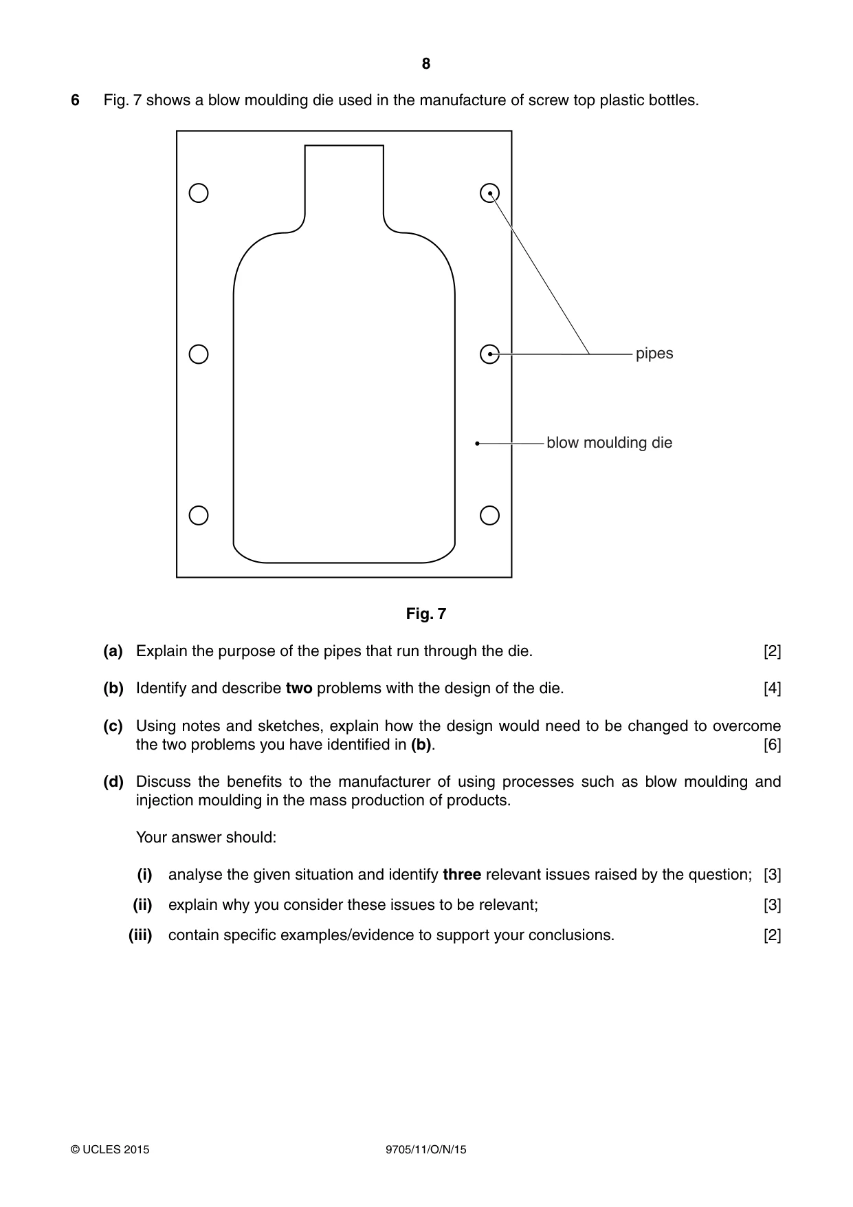 Cambridge A Level Design and Technology 9705 2015 Oct/Nov Paper 1 · Variant 1 question paper, page 8 of 12