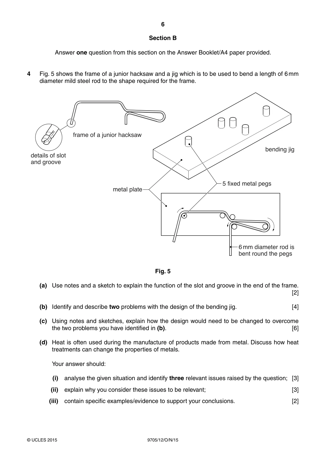 Cambridge A Level Design and Technology 9705 2015 Oct/Nov Paper 1 · Variant 2 question paper, page 6 of 12