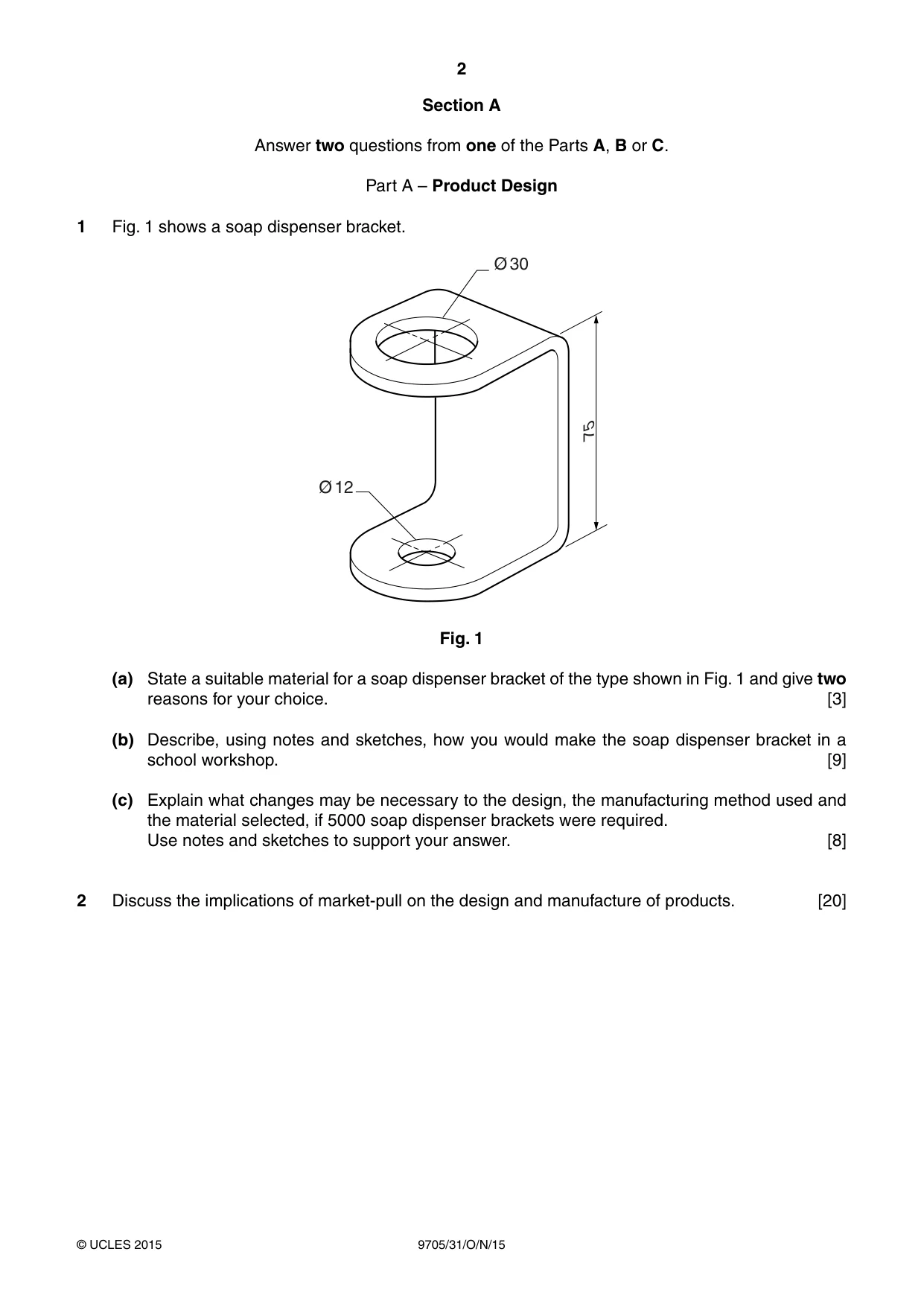 Cambridge A Level Design and Technology 9705 2015 Oct/Nov Paper 3 · Variant 1 question paper, page 2 of 12