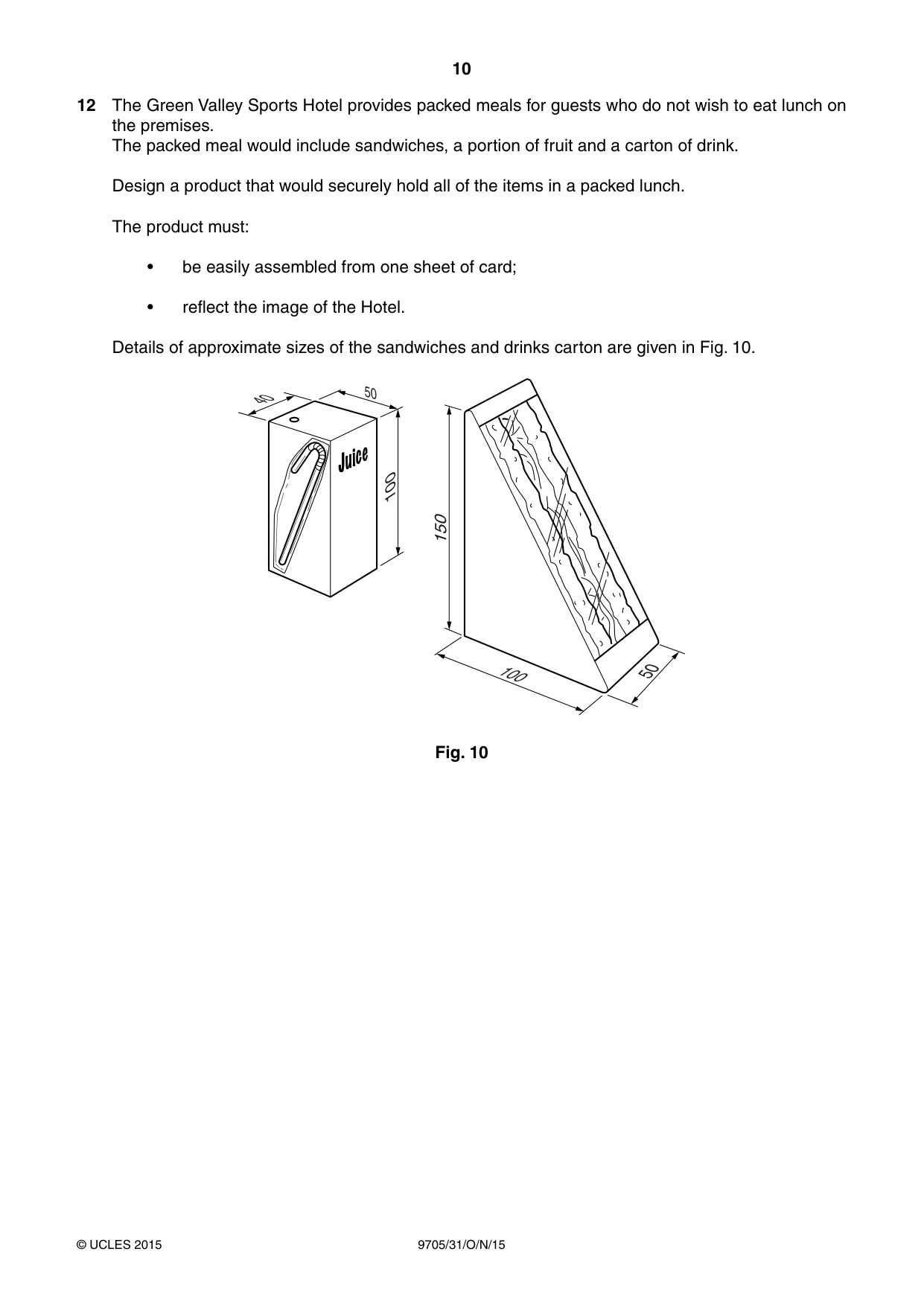 Cambridge A Level Design and Technology 9705 2015 Oct/Nov Paper 3 · Variant 1 question paper, page 10 of 12