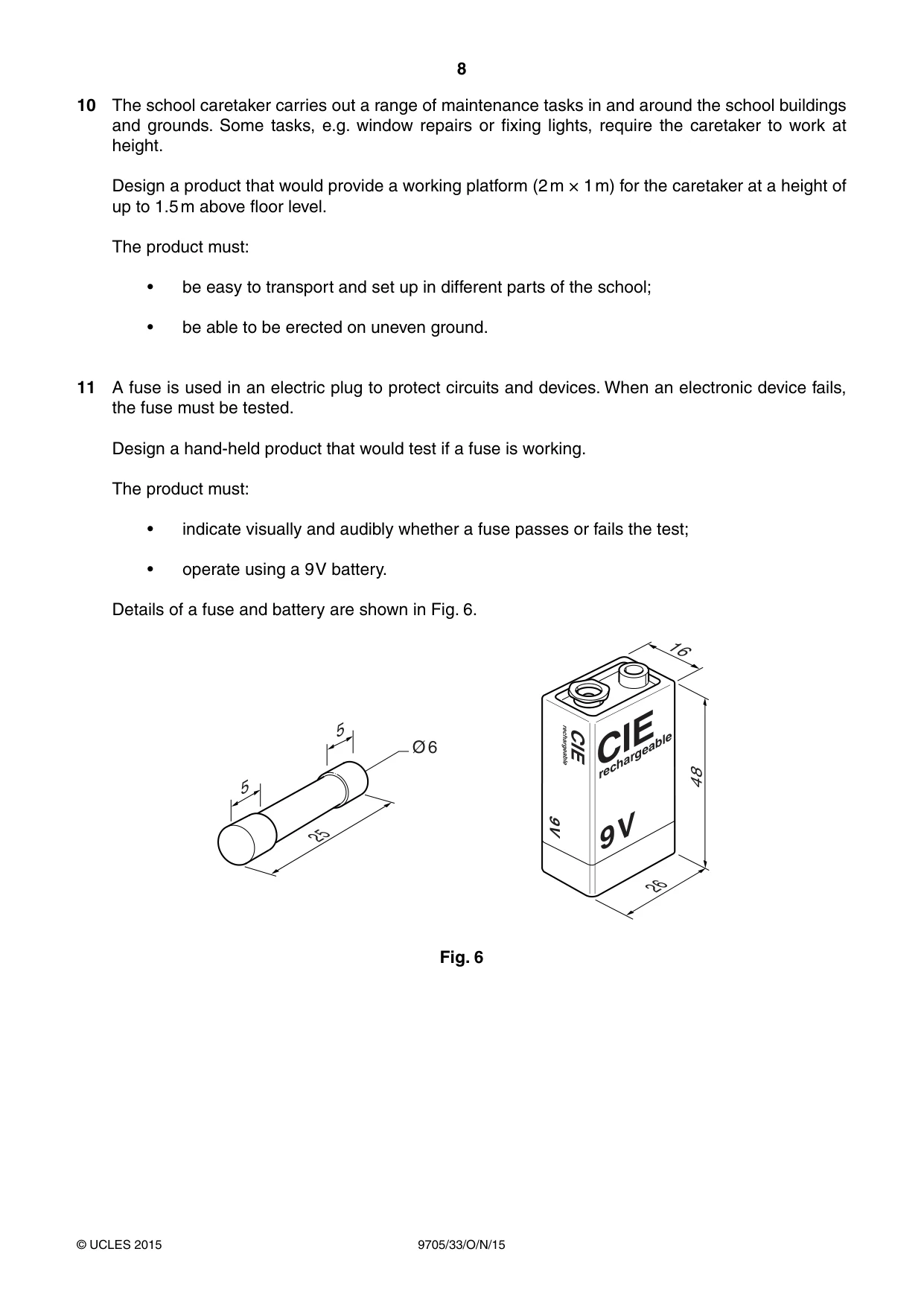 Cambridge A Level Design and Technology 9705 2015 Oct/Nov Paper 3 · Variant 3 question paper, page 8 of 12