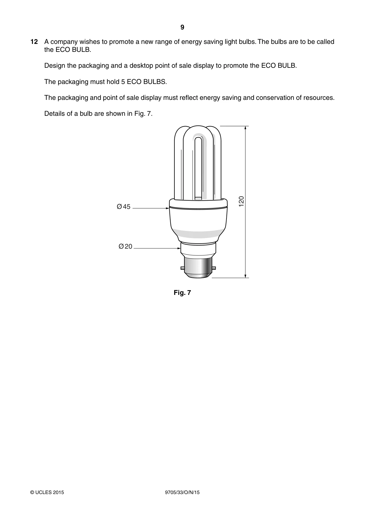 Cambridge A Level Design and Technology 9705 2015 Oct/Nov Paper 3 · Variant 3 question paper, page 9 of 12