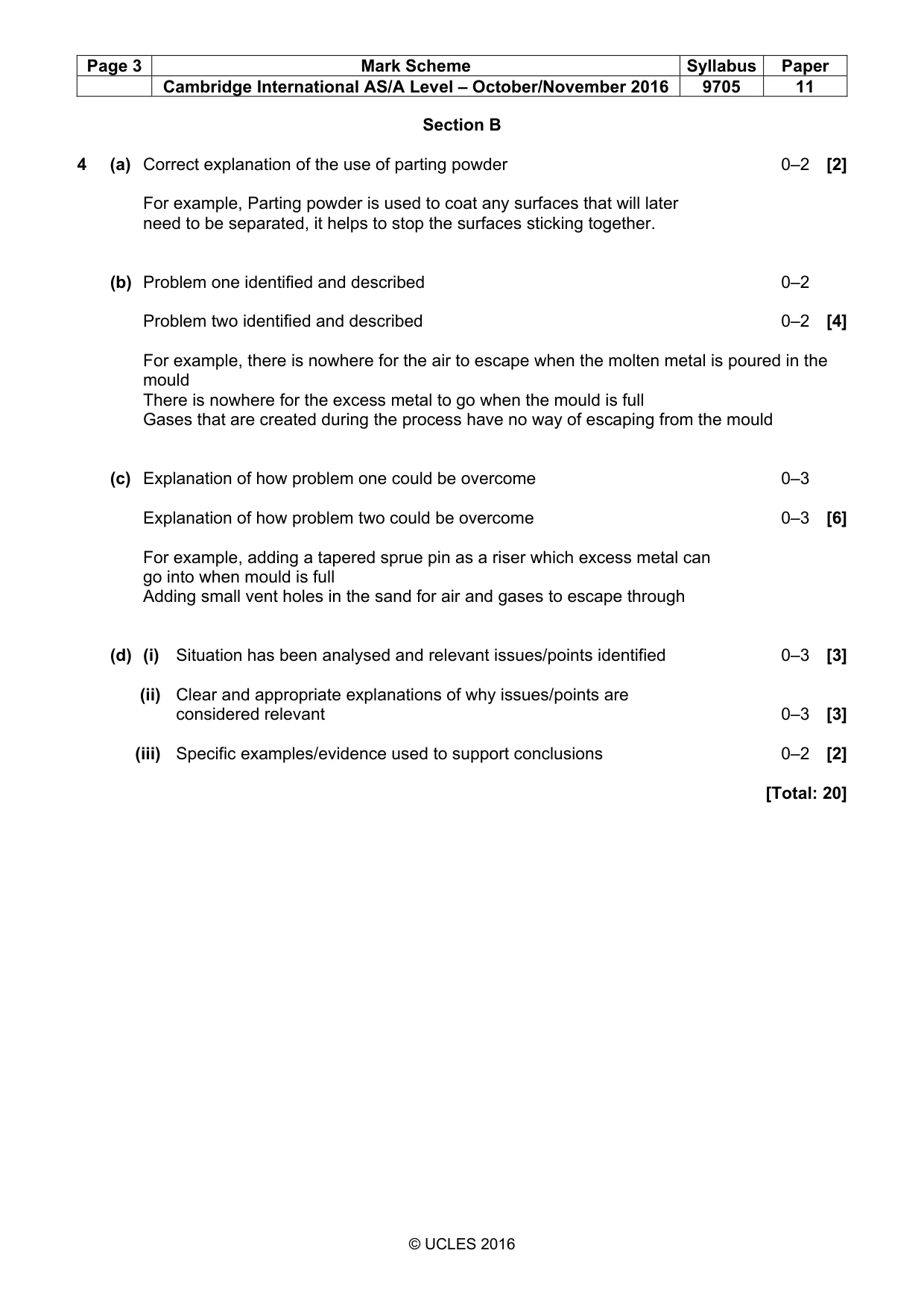 Mark scheme, page 3 of 5
