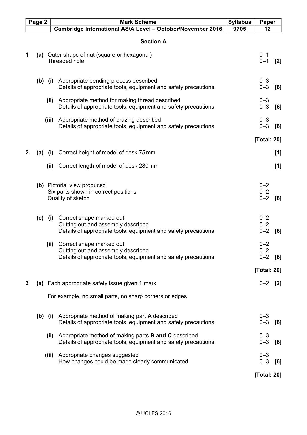 Mark scheme, page 2 of 5