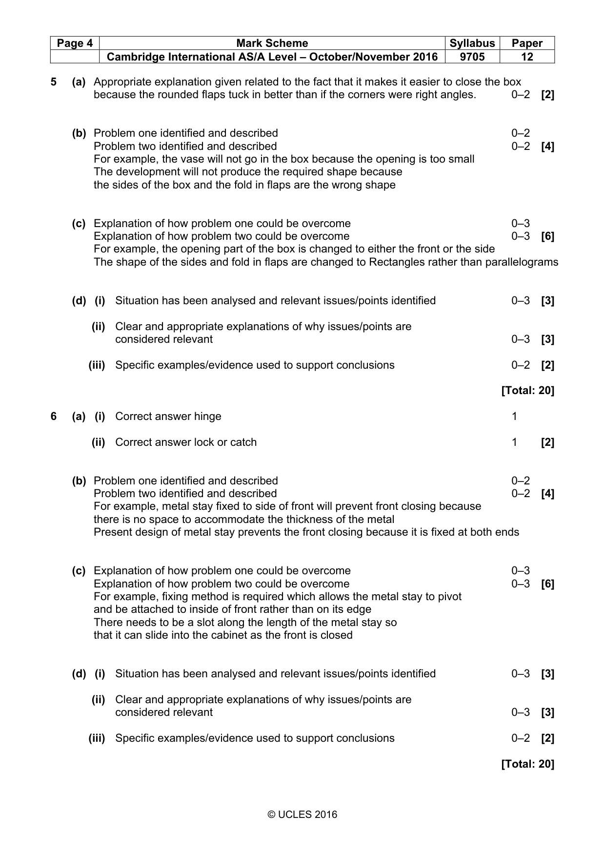 Mark scheme, page 4 of 5