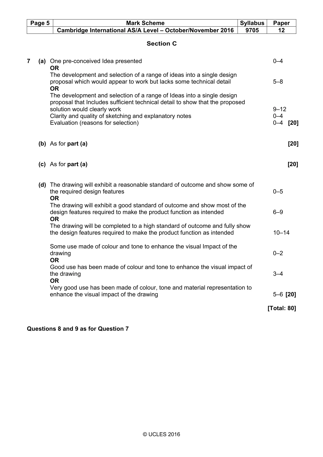 Mark scheme, page 5 of 5