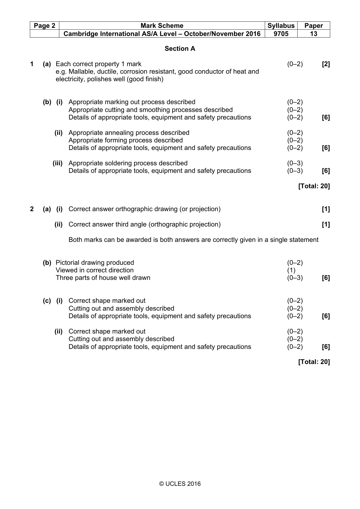Mark scheme, page 2 of 6