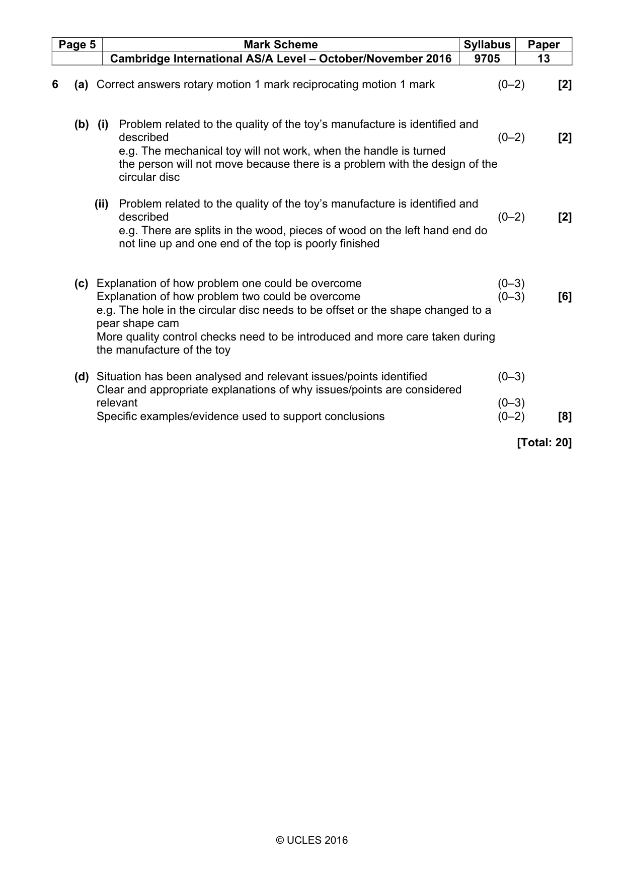 Mark scheme, page 5 of 6