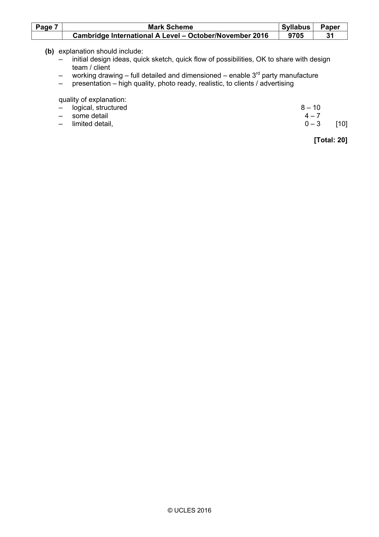 Mark scheme, page 7 of 8