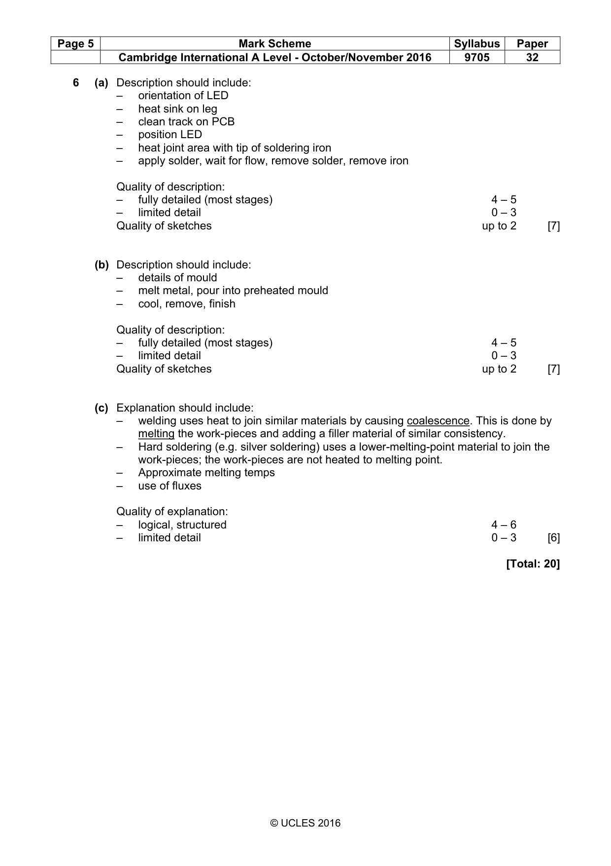 Mark scheme, page 5 of 8