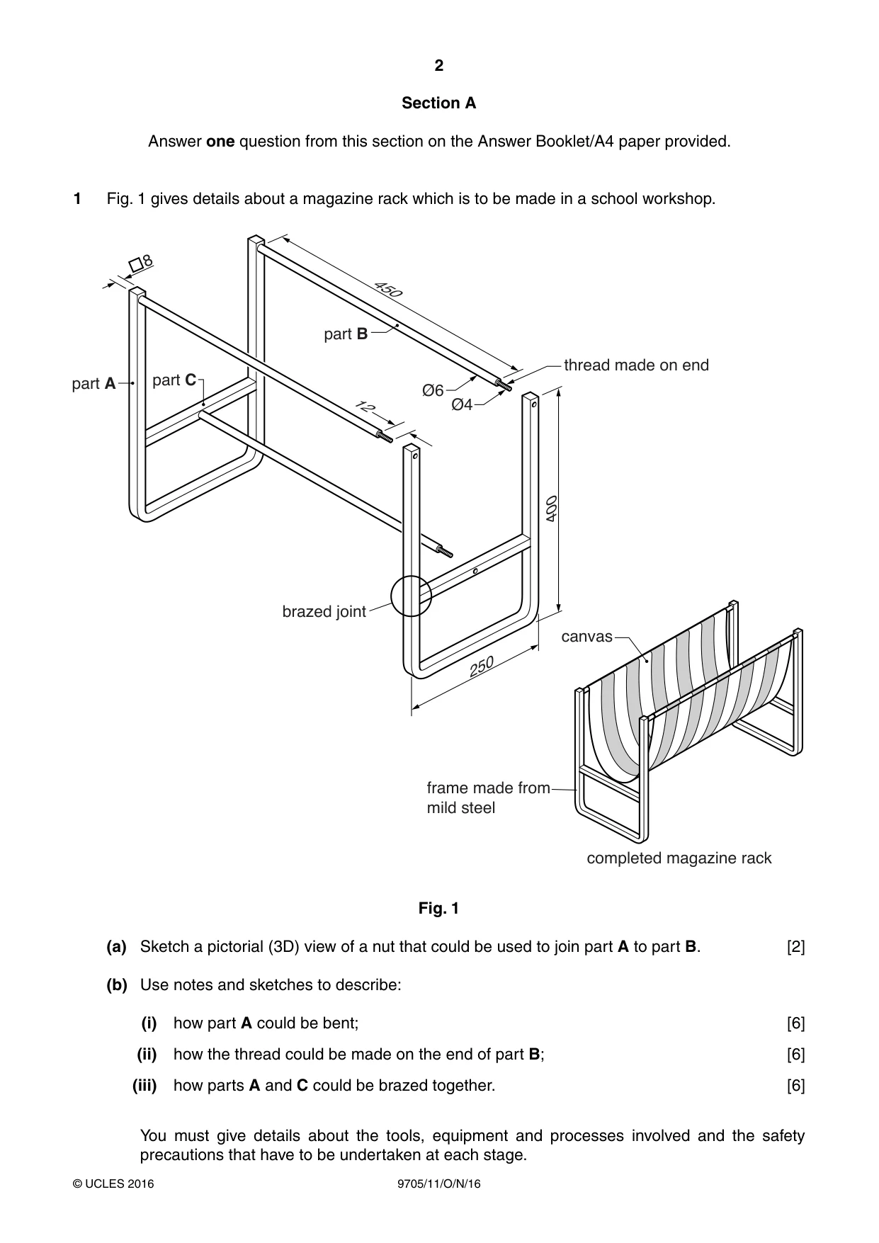 Cambridge A Level Design and Technology 9705 2016 Oct/Nov Paper 1 · Variant 1 question paper, page 2 of 12