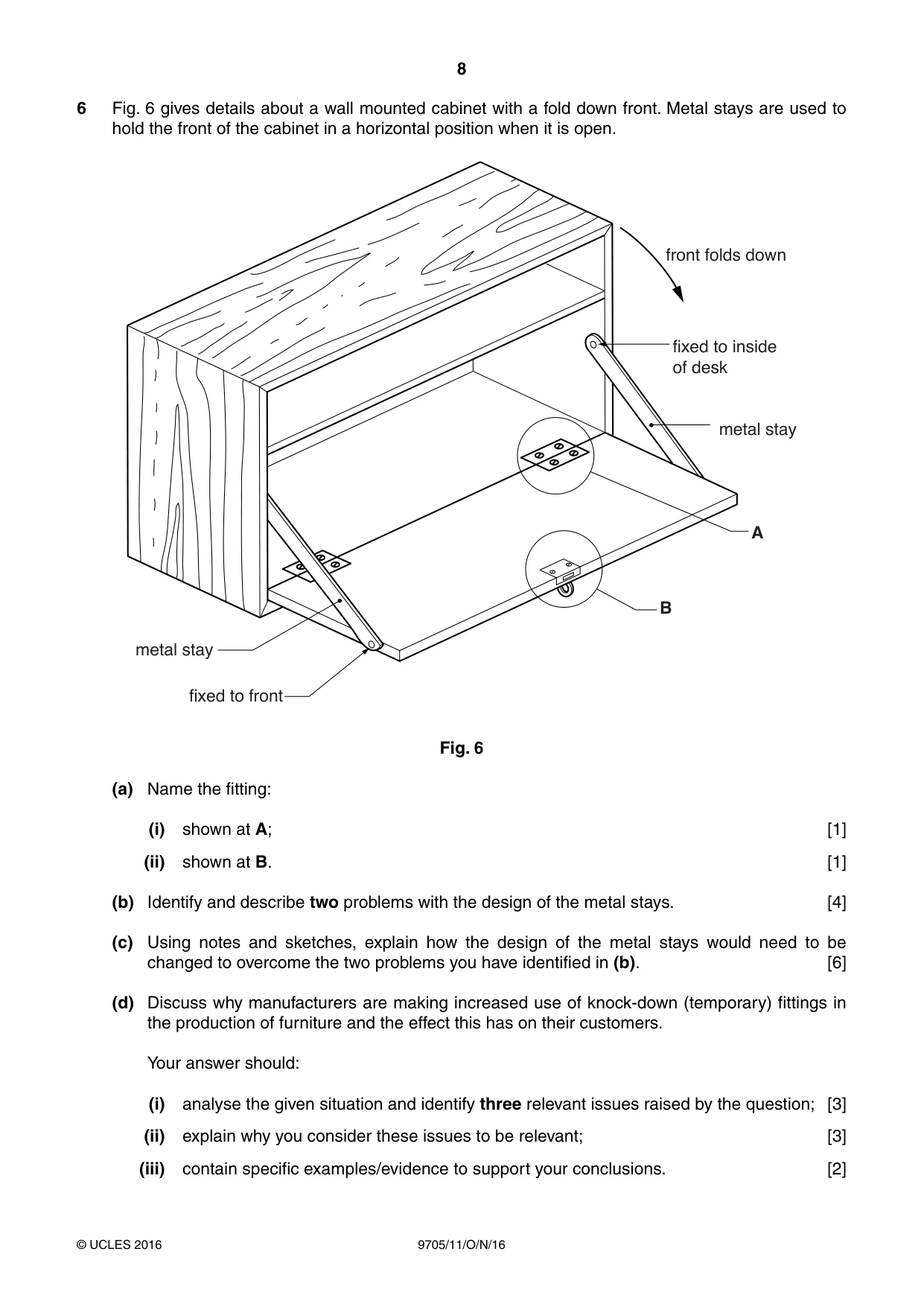 Cambridge A Level Design and Technology 9705 2016 Oct/Nov Paper 1 · Variant 1 question paper, page 8 of 12