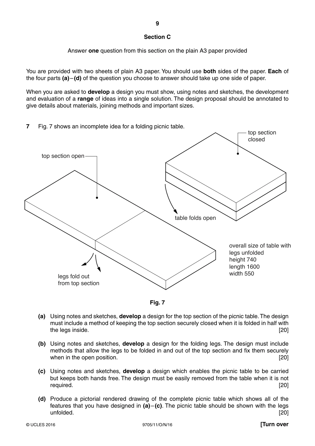Cambridge A Level Design and Technology 9705 2016 Oct/Nov Paper 1 · Variant 1 question paper, page 9 of 12