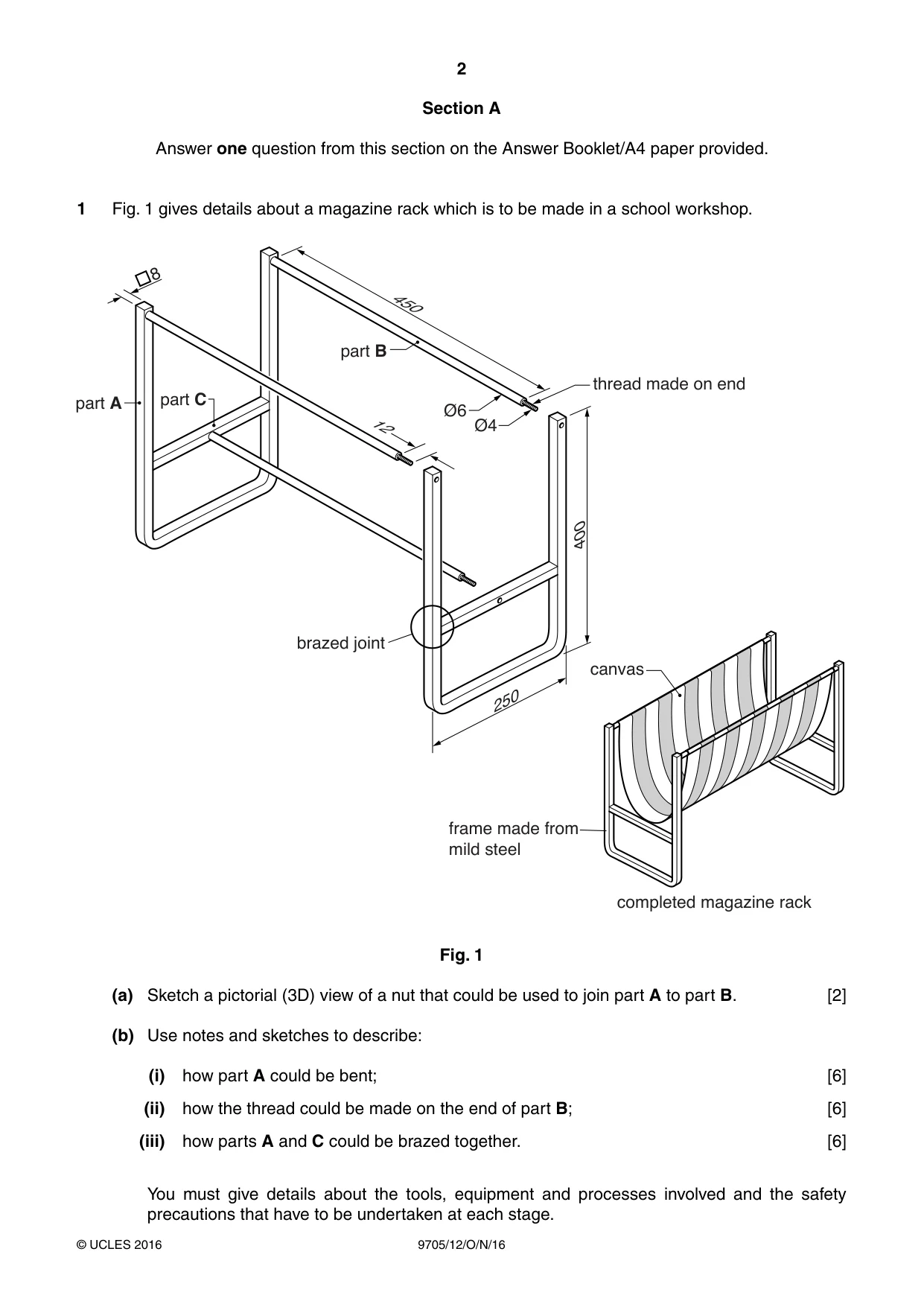 Cambridge A Level Design and Technology 9705 2016 Oct/Nov Paper 1 · Variant 2 question paper, page 2 of 12