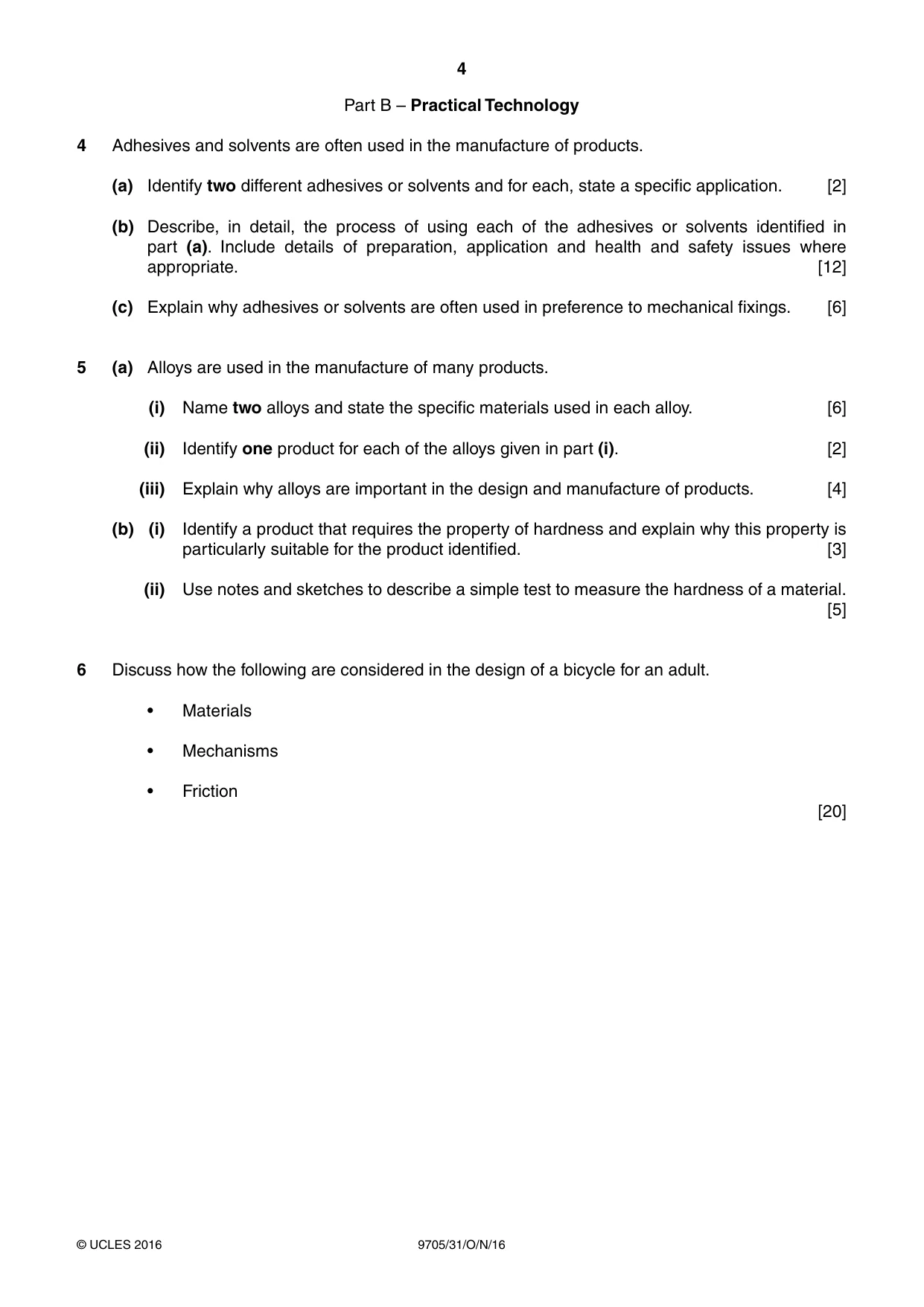 Cambridge A Level Design and Technology 9705 2016 Oct/Nov Paper 3 · Variant 1 question paper, page 4 of 12