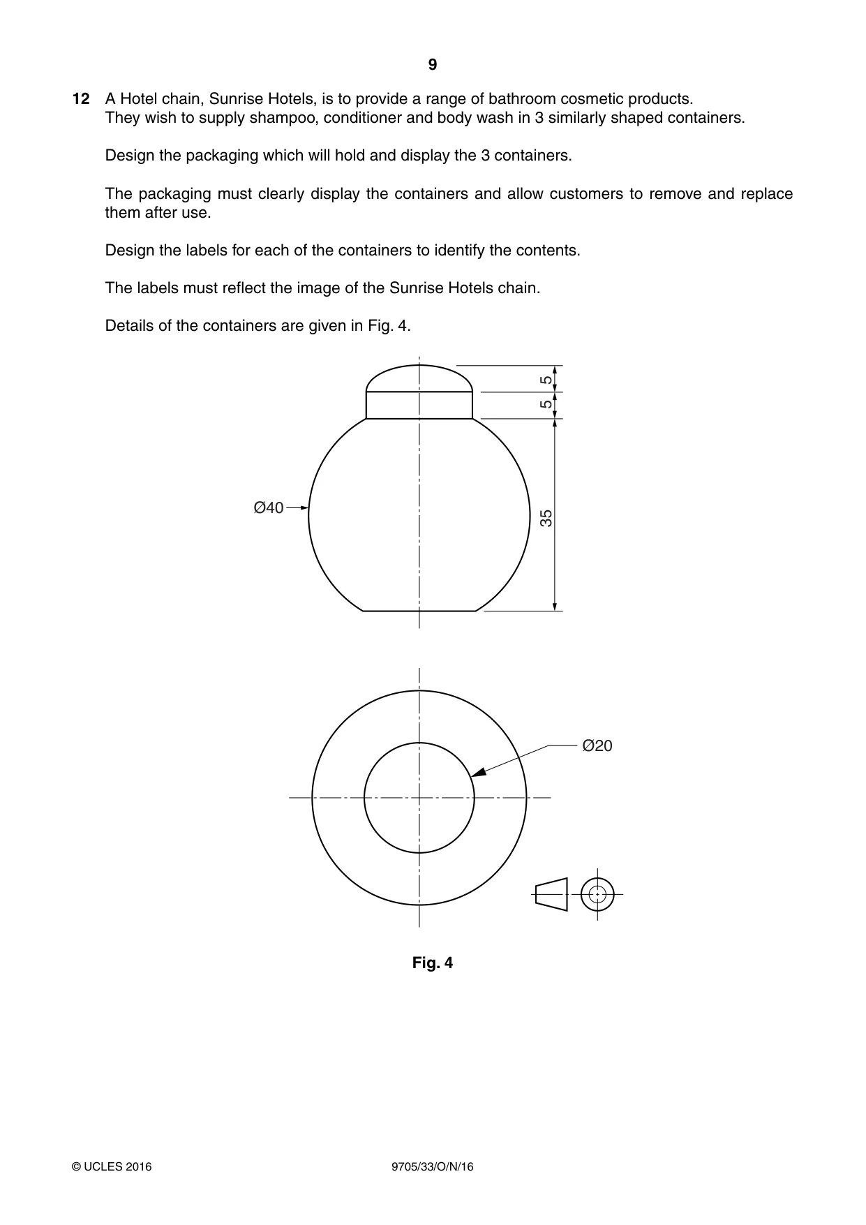 Cambridge A Level Design and Technology 9705 2016 Oct/Nov Paper 3 · Variant 3 question paper, page 9 of 12