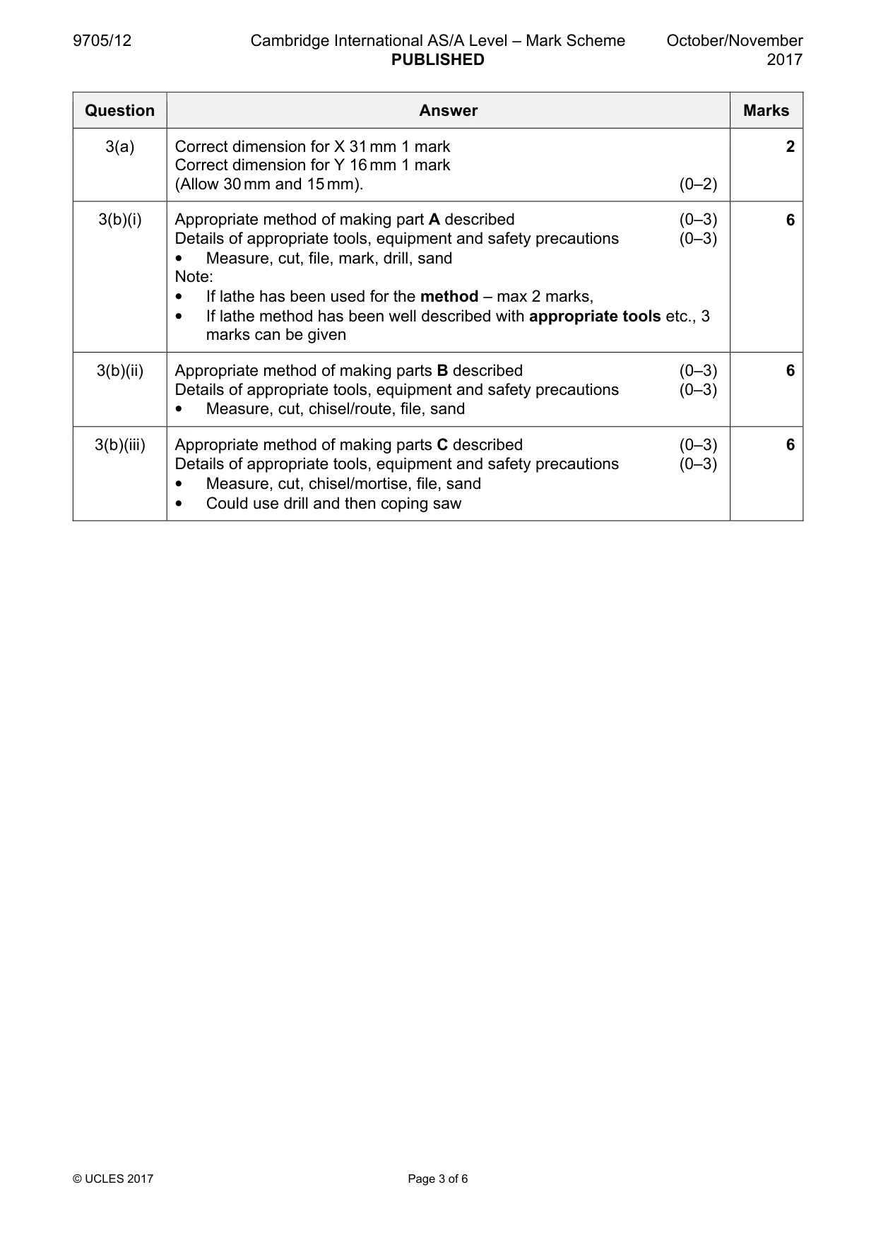 Mark scheme, page 3 of 6