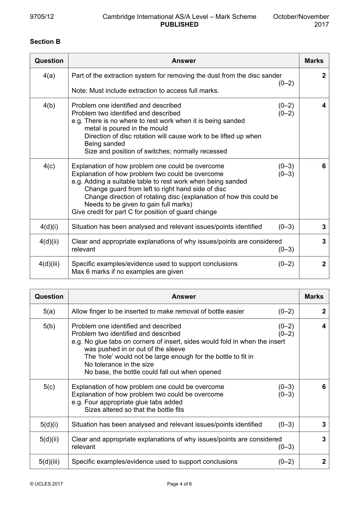 Mark scheme, page 4 of 6