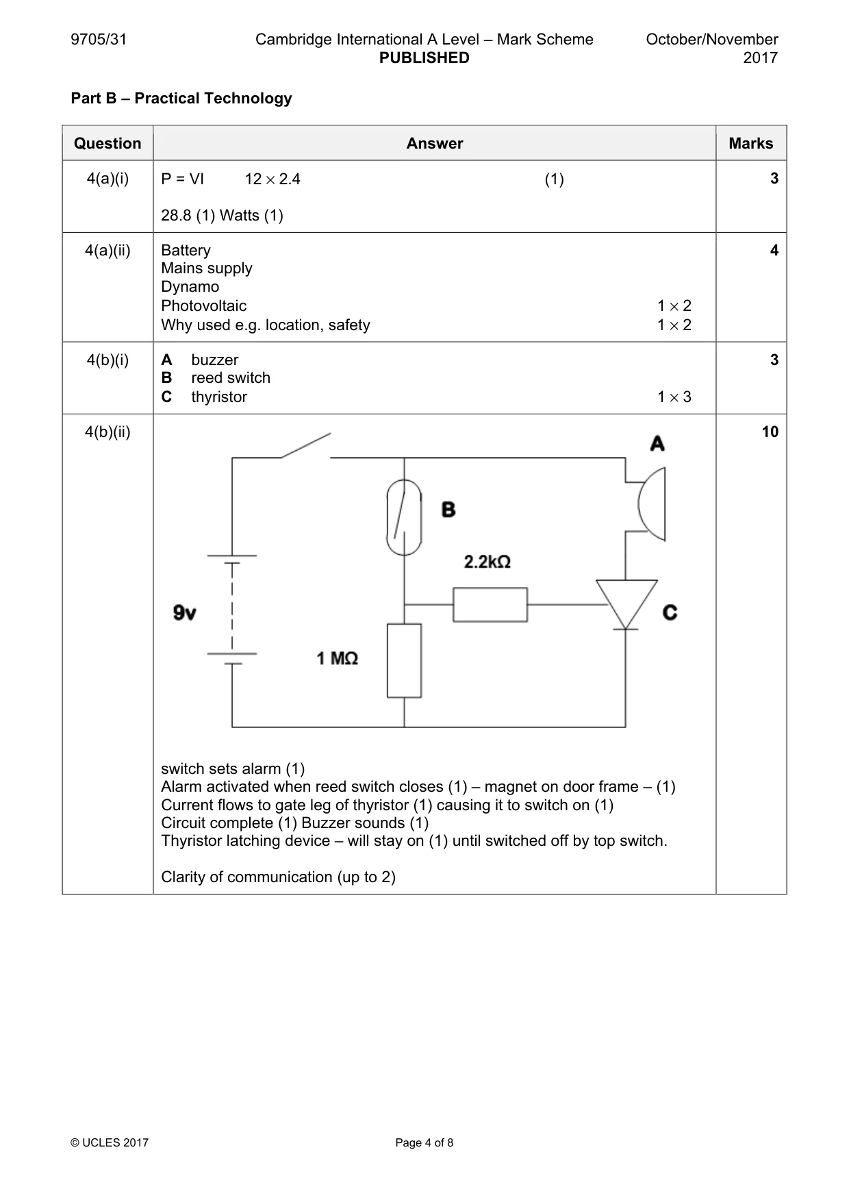 Mark scheme, page 4 of 8