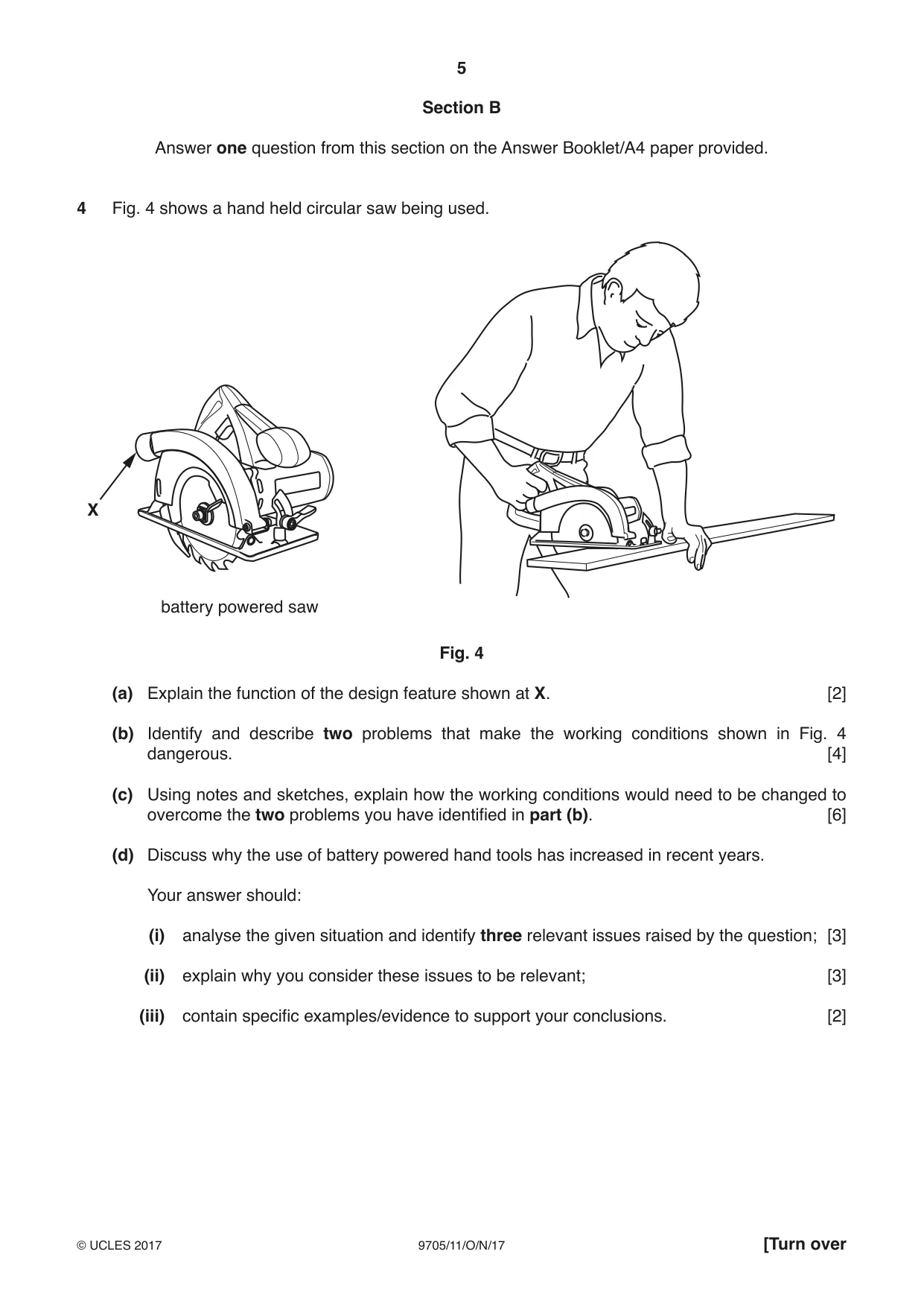 Cambridge A Level Design and Technology 9705 2017 Oct/Nov Paper 1 · Variant 1 question paper, page 5 of 12