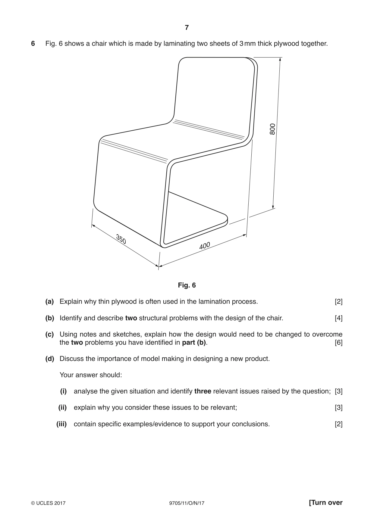 Cambridge A Level Design and Technology 9705 2017 Oct/Nov Paper 1 · Variant 1 question paper, page 7 of 12