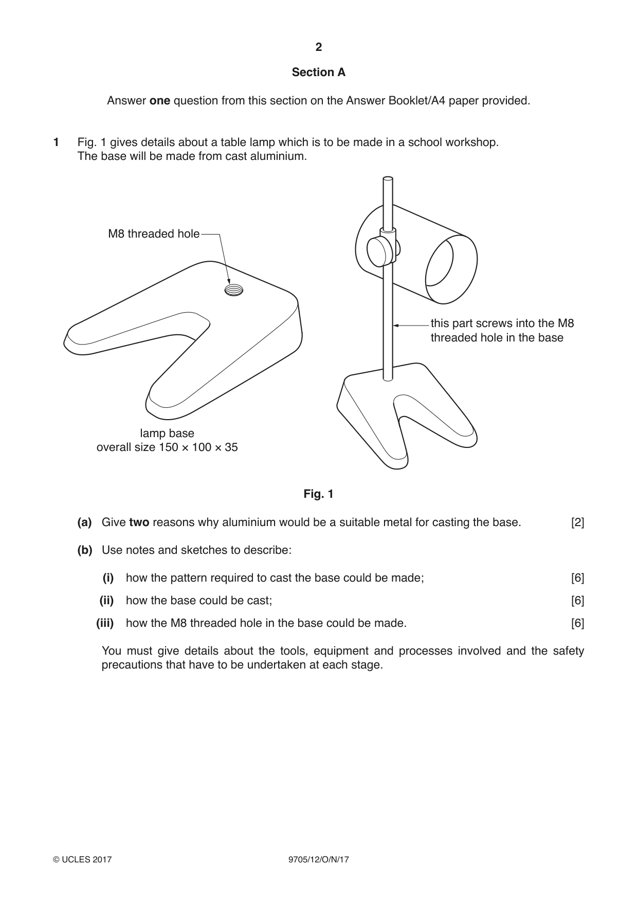 Cambridge A Level Design and Technology 9705 2017 Oct/Nov Paper 1 · Variant 2 question paper, page 2 of 16