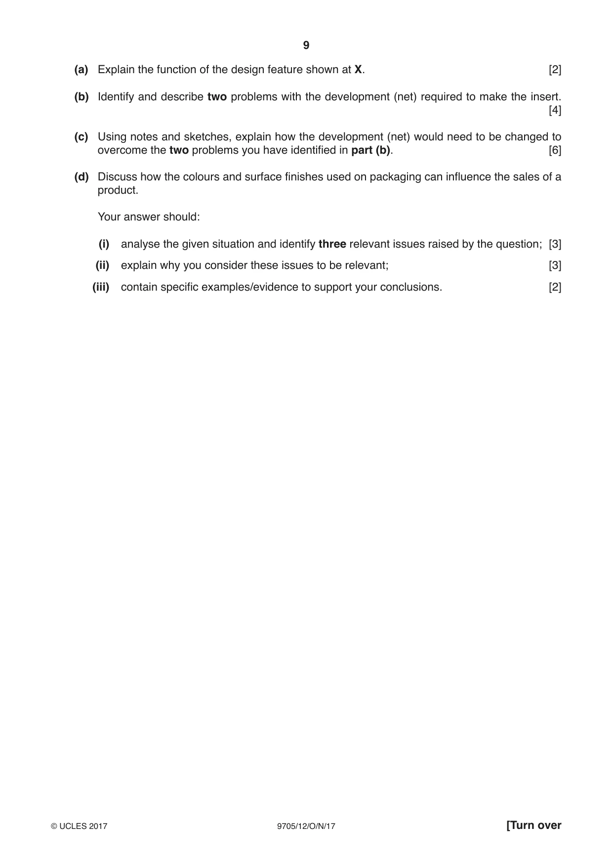 Cambridge A Level Design and Technology 9705 2017 Oct/Nov Paper 1 · Variant 2 question paper, page 9 of 16