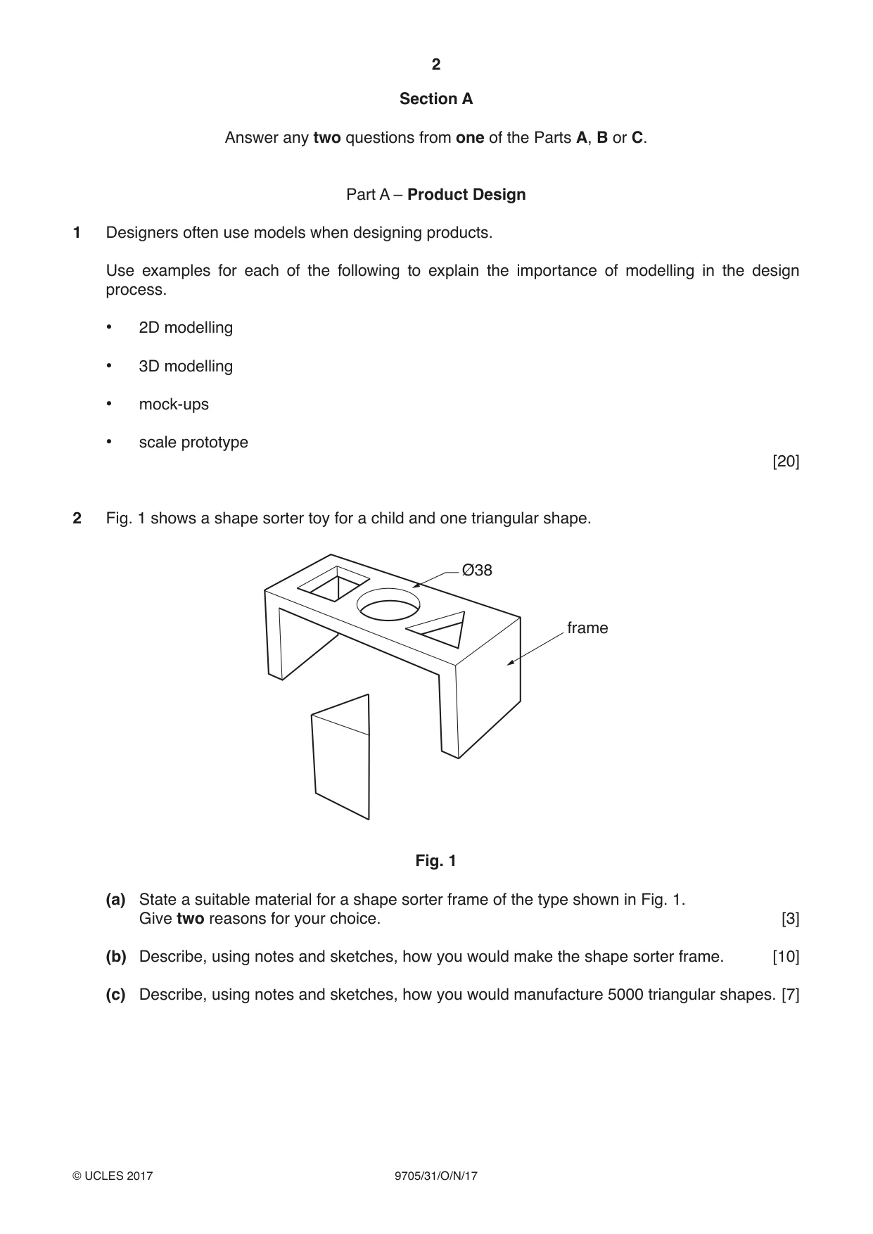 Cambridge A Level Design and Technology 9705 2017 Oct/Nov Paper 3 · Variant 1 question paper, page 2 of 12
