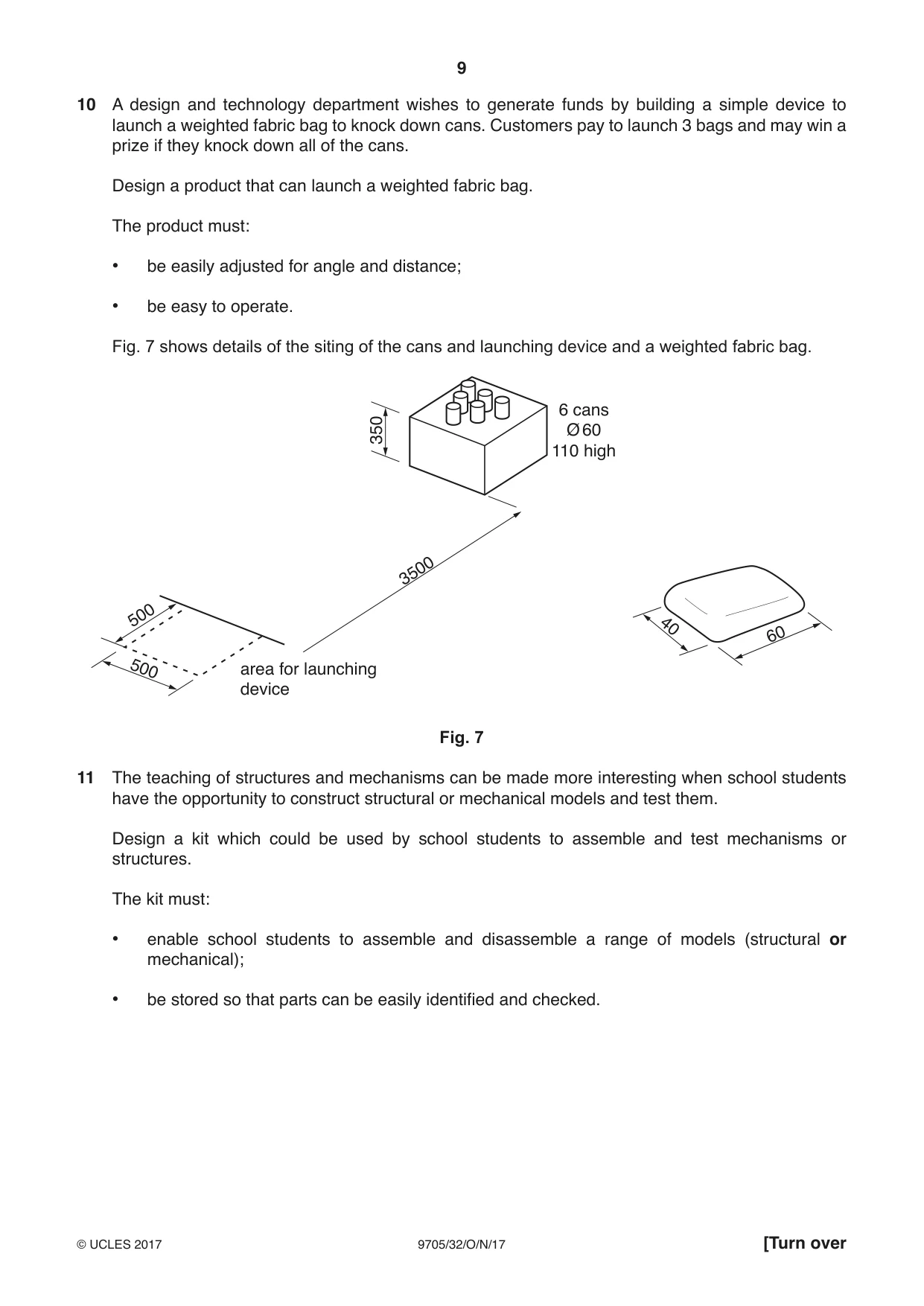Cambridge A Level Design and Technology 9705 2017 Oct/Nov Paper 3 · Variant 2 question paper, page 9 of 12